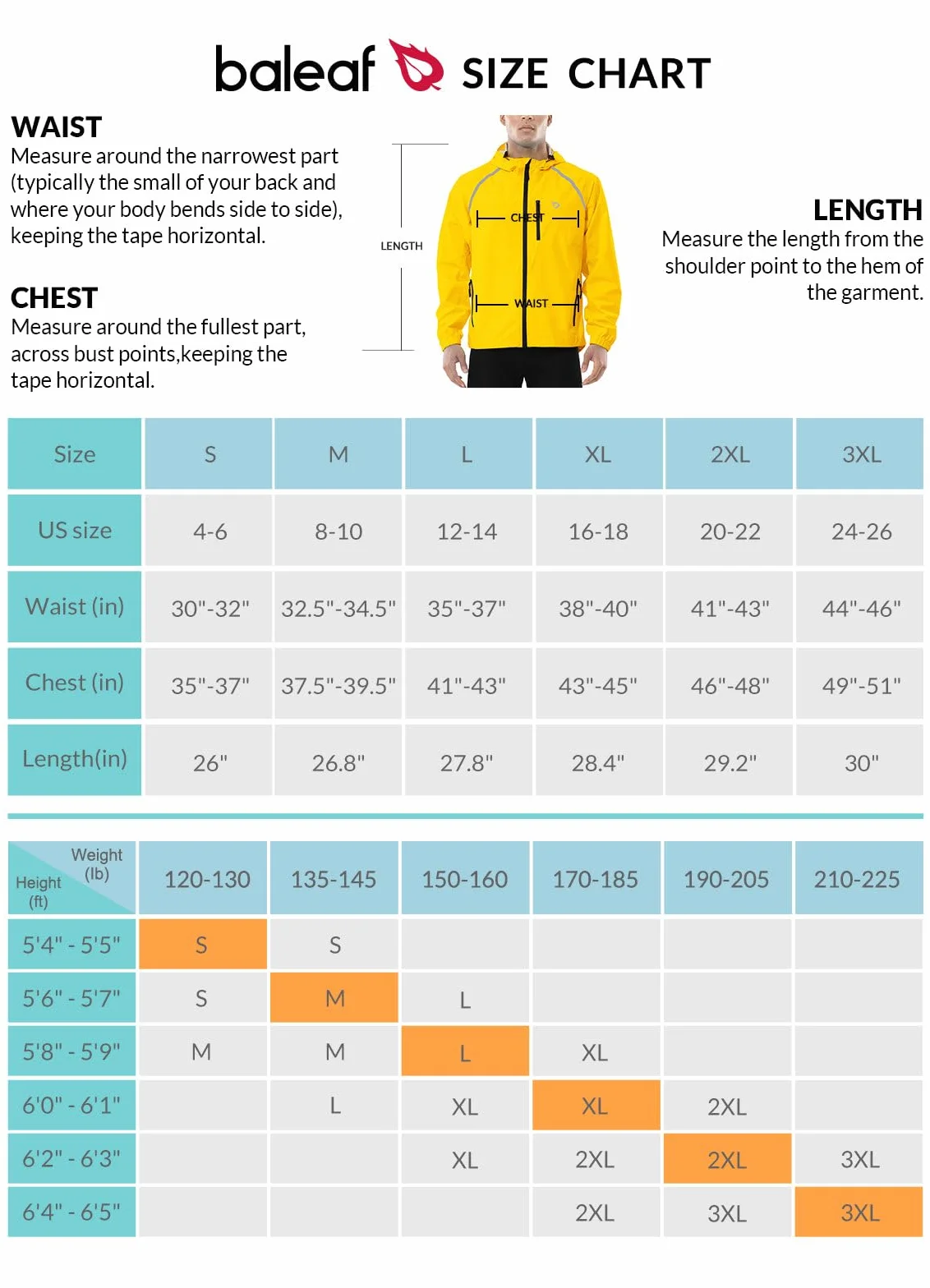 BALEAF Męska kurtka rowerowa, kurtka przeciwdeszczowa, wodoszczelna, oddychająca, wiatrówka, kurtka outdoorowa, lekka kurtka przeciwwiatrowa, kurtka trekkingowa, kurtka rowerowa
