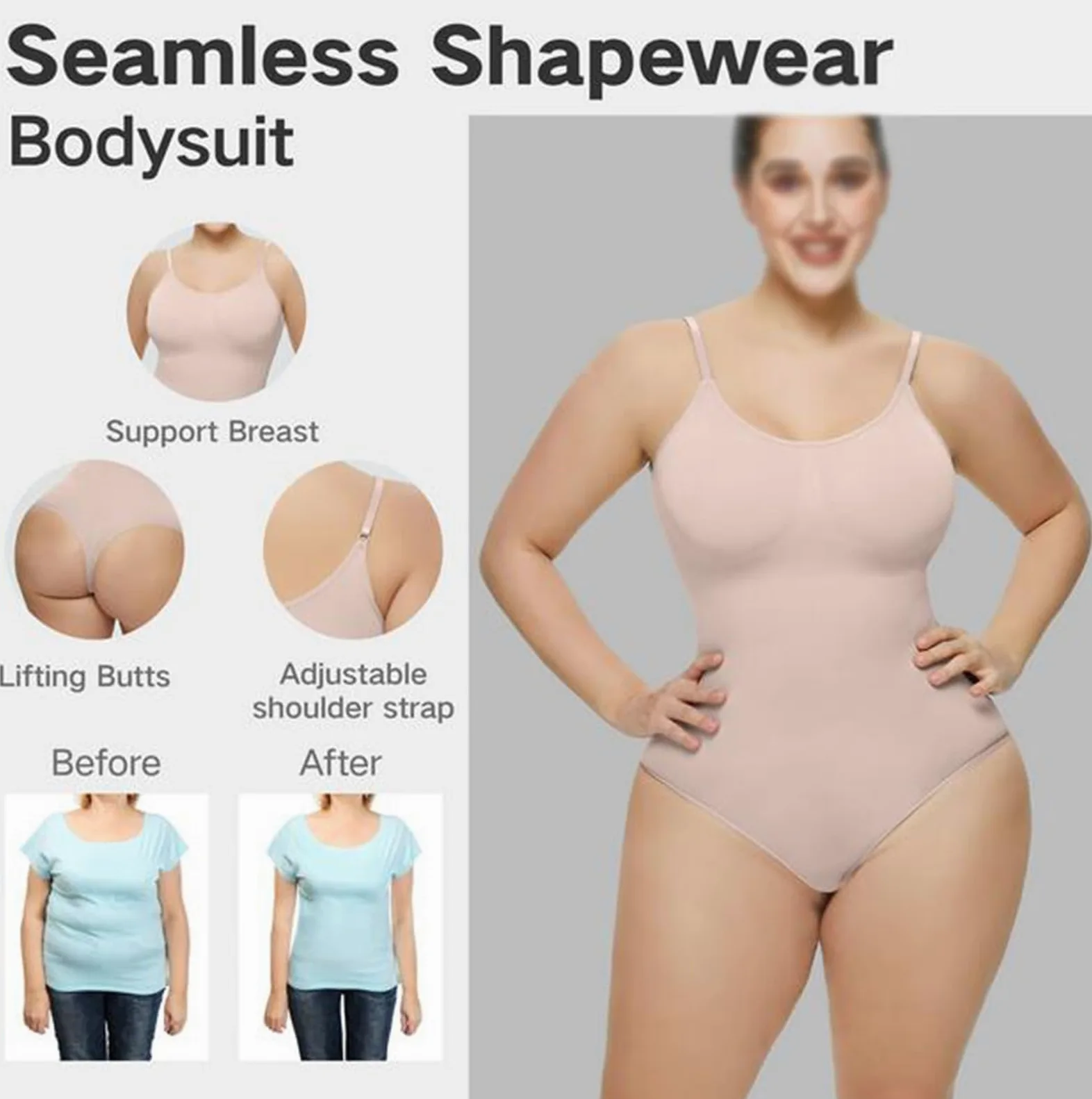 LYGXWJFC Body dla kobiet Bielizna modelująca brzuch Bezszwowe rzeźbienie Backless Stringi Body Tank Top