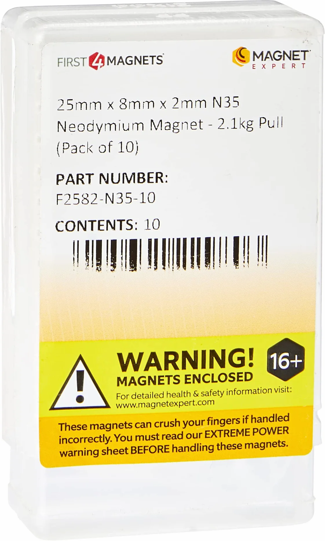 Magnes Expert 25 mm x 8 mm x 2 mm Magnes neodymowy N35 - pociągnięcie 2,1 kg (10 szt.)