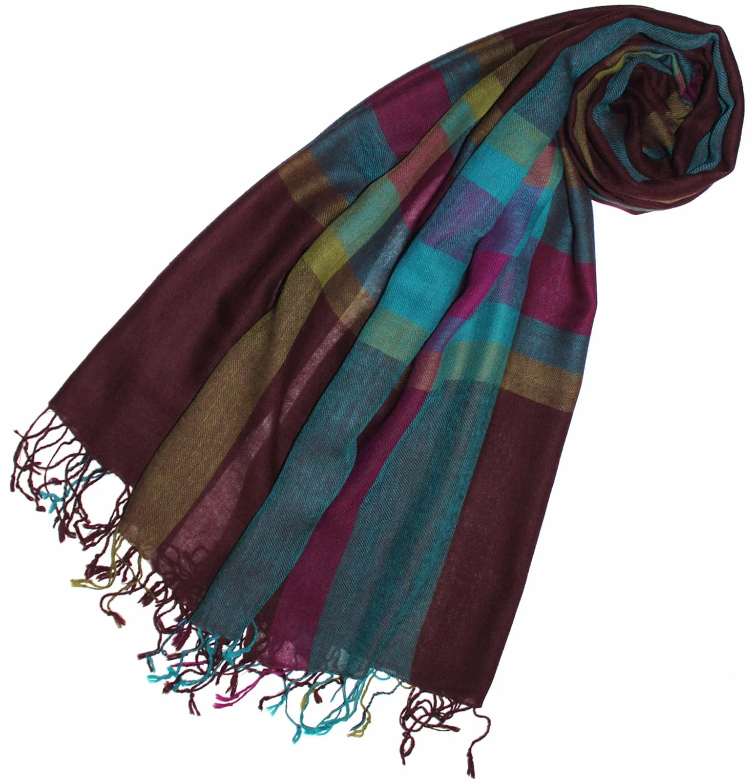 Lorenzo Cana Damski szal Pashmina szal szal 50% kaszmir 50% wełna etola chusta damska niebieski złoty jasnoniebieski 78657