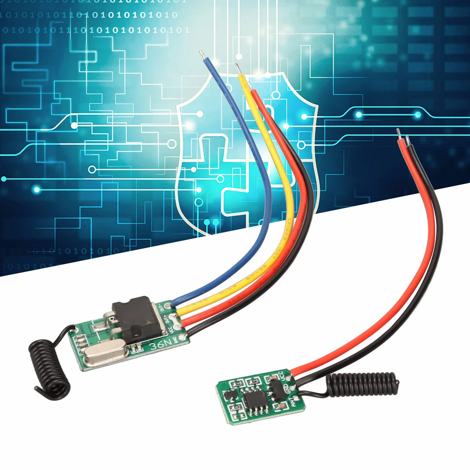 Zestaw Przełączników Zdalnego Sterowania RF, w Tym Odbiornik DC6V do 36V i Nadajnik DC5V do 24V Mini Przełącznik RF Bezstykowa Mała Płytka PCB 433MHz do Drzwi ściennych