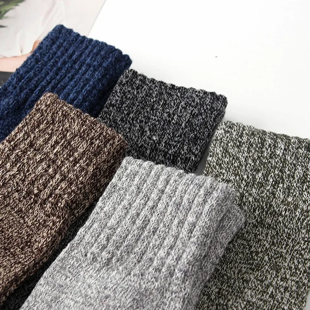 5 Pair/Set Męskie Skarpety Wełniane Stripe Casual Gruby Zimowe Ciepłe Skarpety Mężczyzna (Kolor: 5 par Rozmiar: Jeden rozmiar) (Color : 5 Pairs, Size : One Size)
