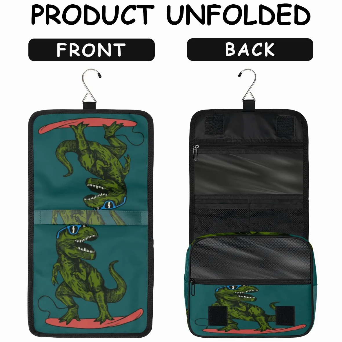 Dinozaury Podróżna Kosmetyczka Śliczne Zwierzę Mycie Torba Unisex Wiszące przybory toaletowe Kosmetyczka Organizer do makijażu, wielobarwny, Jeden rozmiar