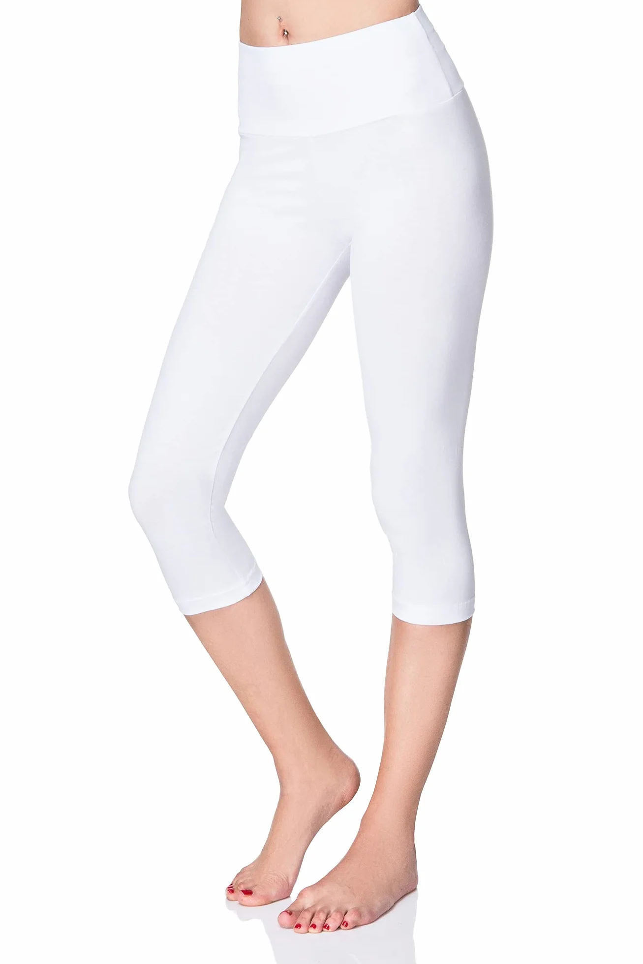 SOFTSAIL Legginsy dla kobiet o długości 3/4 Capri bawełna z wysokim stanem przycięte spodnie do jogi z kontrolą brzucha dla kobiet damskie legginsy do uprawiania sportu treningu siłowni odzież