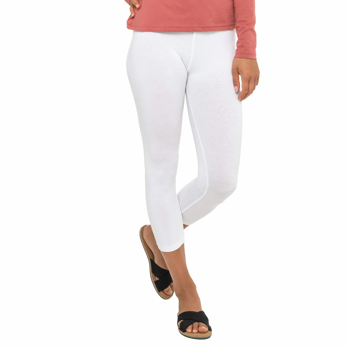 Celodoro Legginsy damskie (3/4 Capri), rozciągliwe spodnie z bawełny