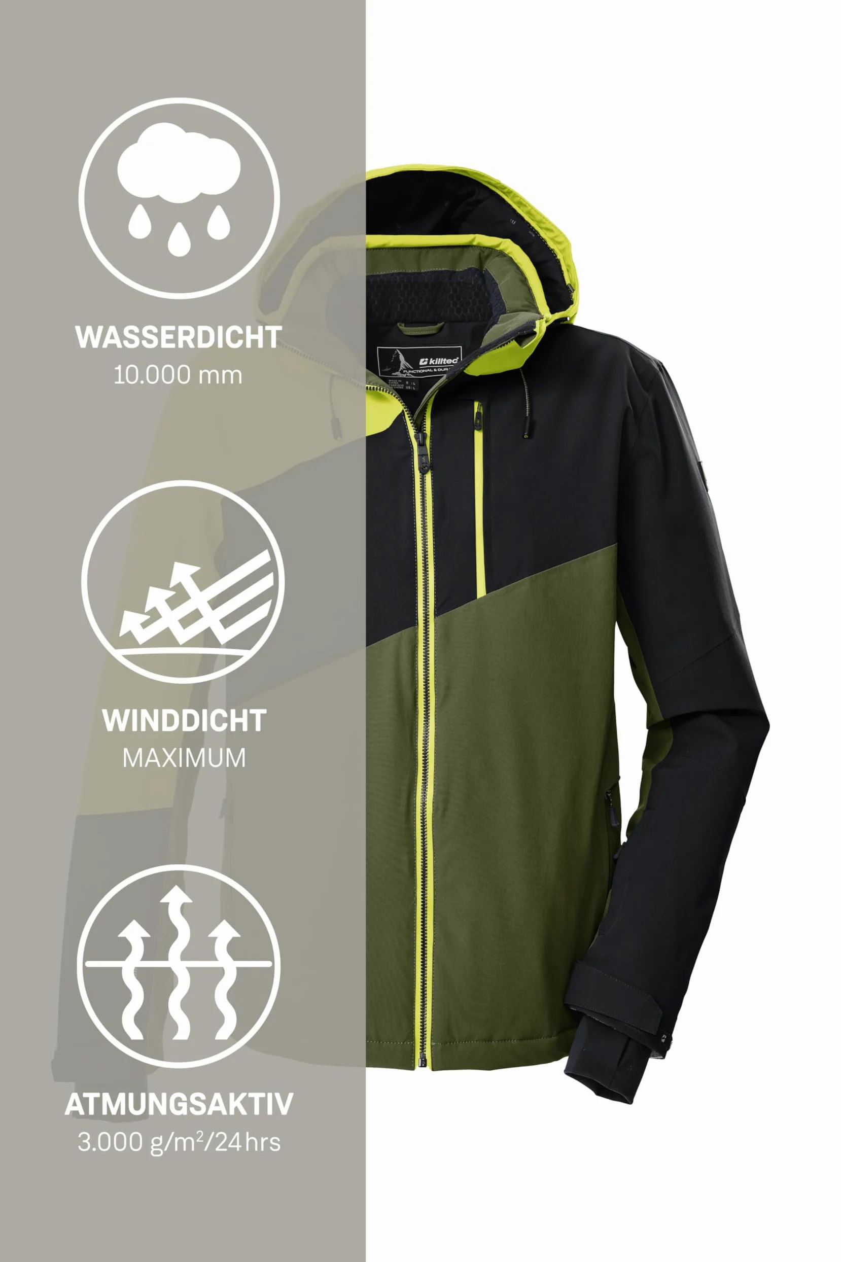 Killtec Kurtka outdoorowa/funkcjonalna z odpinanym kapturem i osłoną przeciwśnieżną Mężczyźni Ksw 32 Mn Ski Jckt