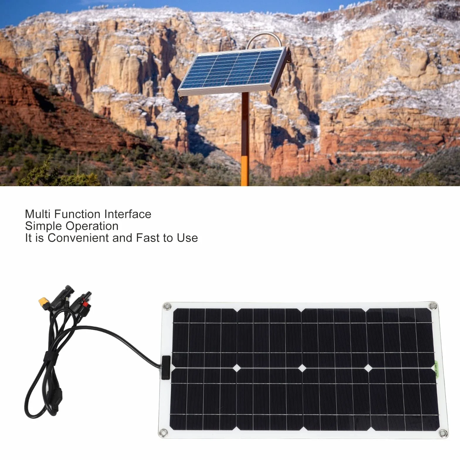 100W Monokrystaliczny Krzemowy Panel Słoneczny, Panel Słoneczny z Wielofunkcyjnym Interfejsem Domowe Zasilanie Awaryjne Zestaw Falownika Słonecznego do Biwakowania na Zewnątrz