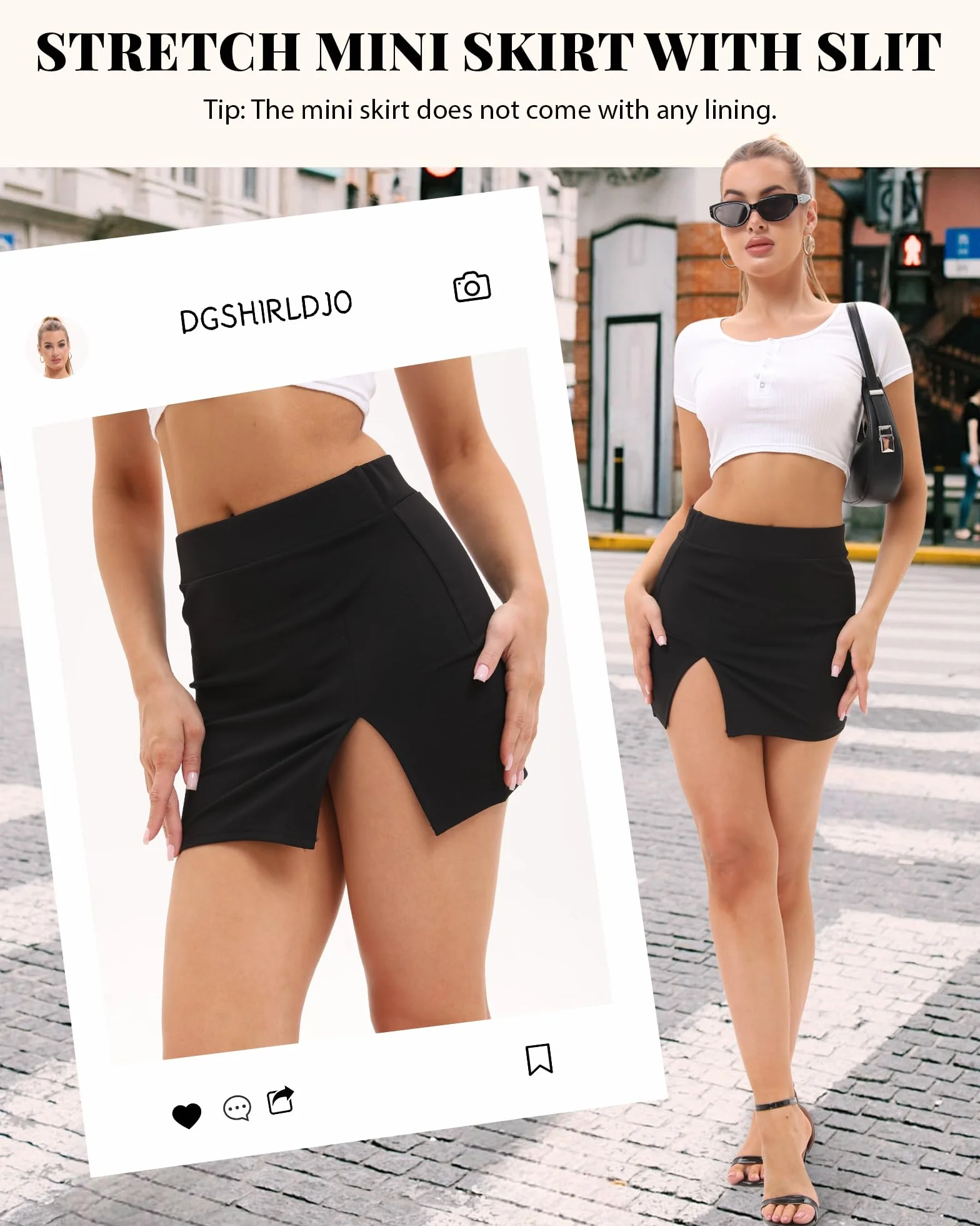 Damska mini spódnica ołówkowa z wysokim stanem rozcięcie czarna bodycon