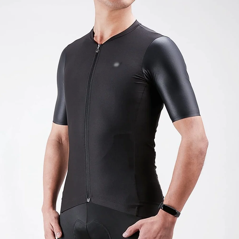 Męska odzież kolarska Męska jazda na rowerze Triathlon Jersey Bike Elastyczność Oddychająca Szybka sucha koszula rowerowa z krótkim rękawem, czarna Męskie koszulki kolarskie(S)