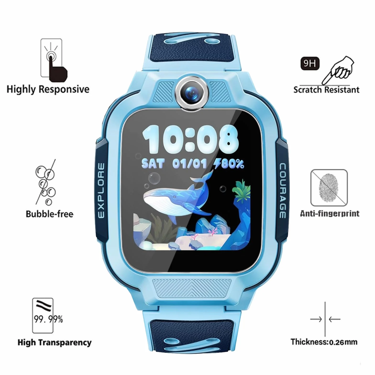 Folia ochronna do zegarka imoo Watch Phone Z3, folia ochronna na wyświetlacz, przezroczysta HD [odporna na zarysowania], szkło ochronne, wysoka twardość, pełne pokrycie, folia pancerna do