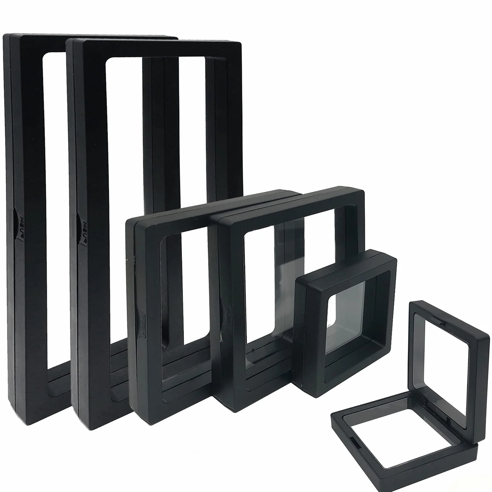 Pływające witryny 3D organizer na biżuterię 6 sztuk czarny