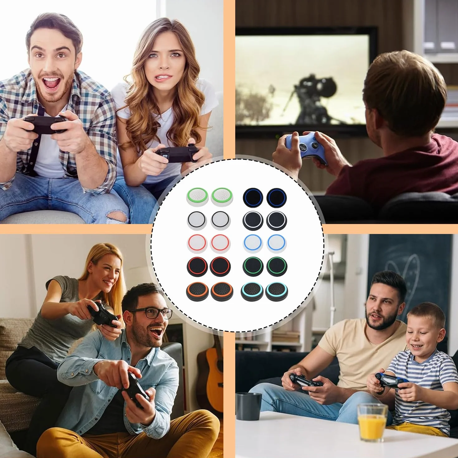 20 sztuk silikonowych kapsułek zamiennych do Joysticka, antypoślizgowa osłona ochronna na pokrętła kontrolera, kompatybilna z PS5, PS4, dla akcesoriów do kontrolerów gier Comfort
