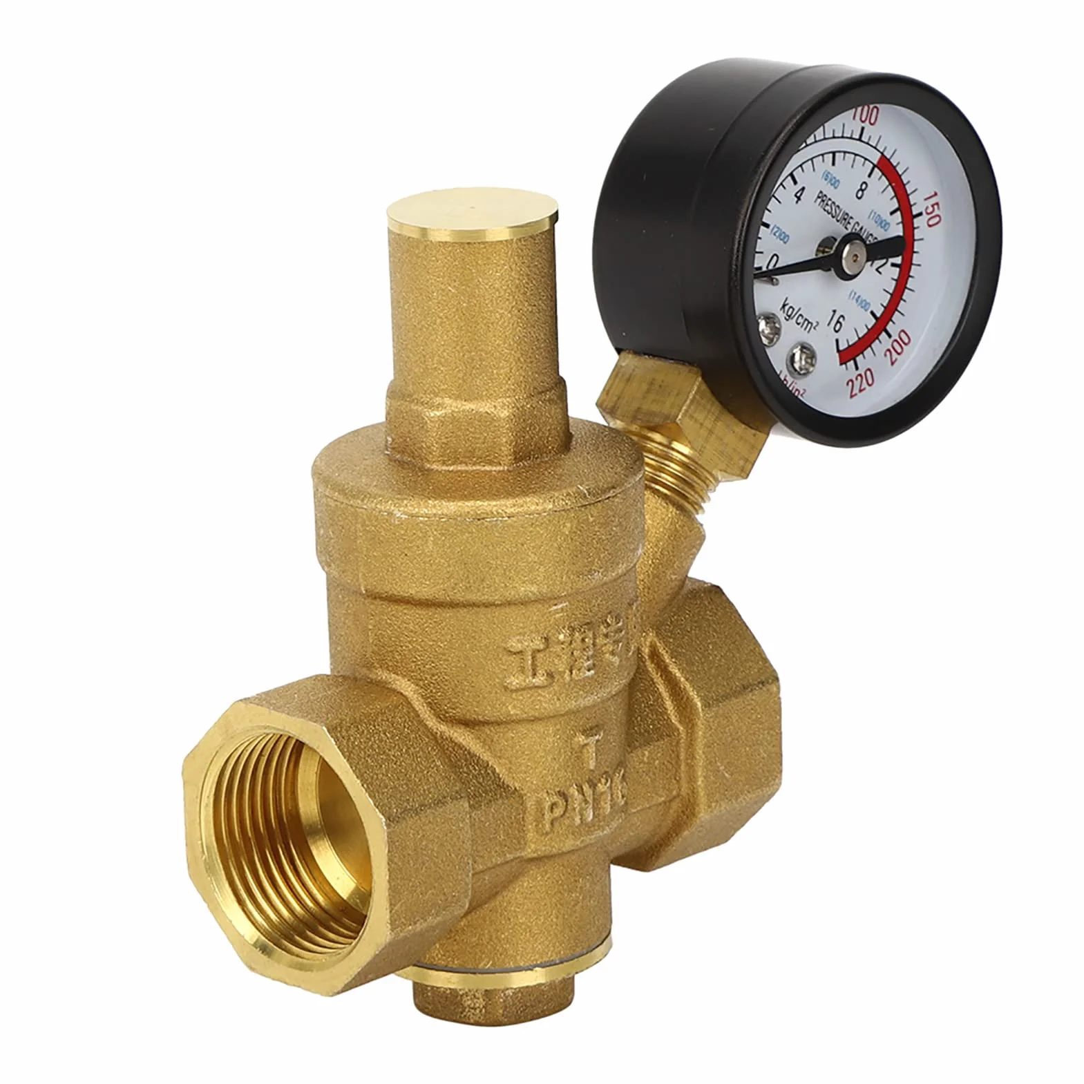 DN20 Regulator Ciśnienia Miernik Ciśnienia Wody, DN20 Mosiężny Regulowany Regulator Ciśnienia Wody Reduktor Z Miernikiem Manometru