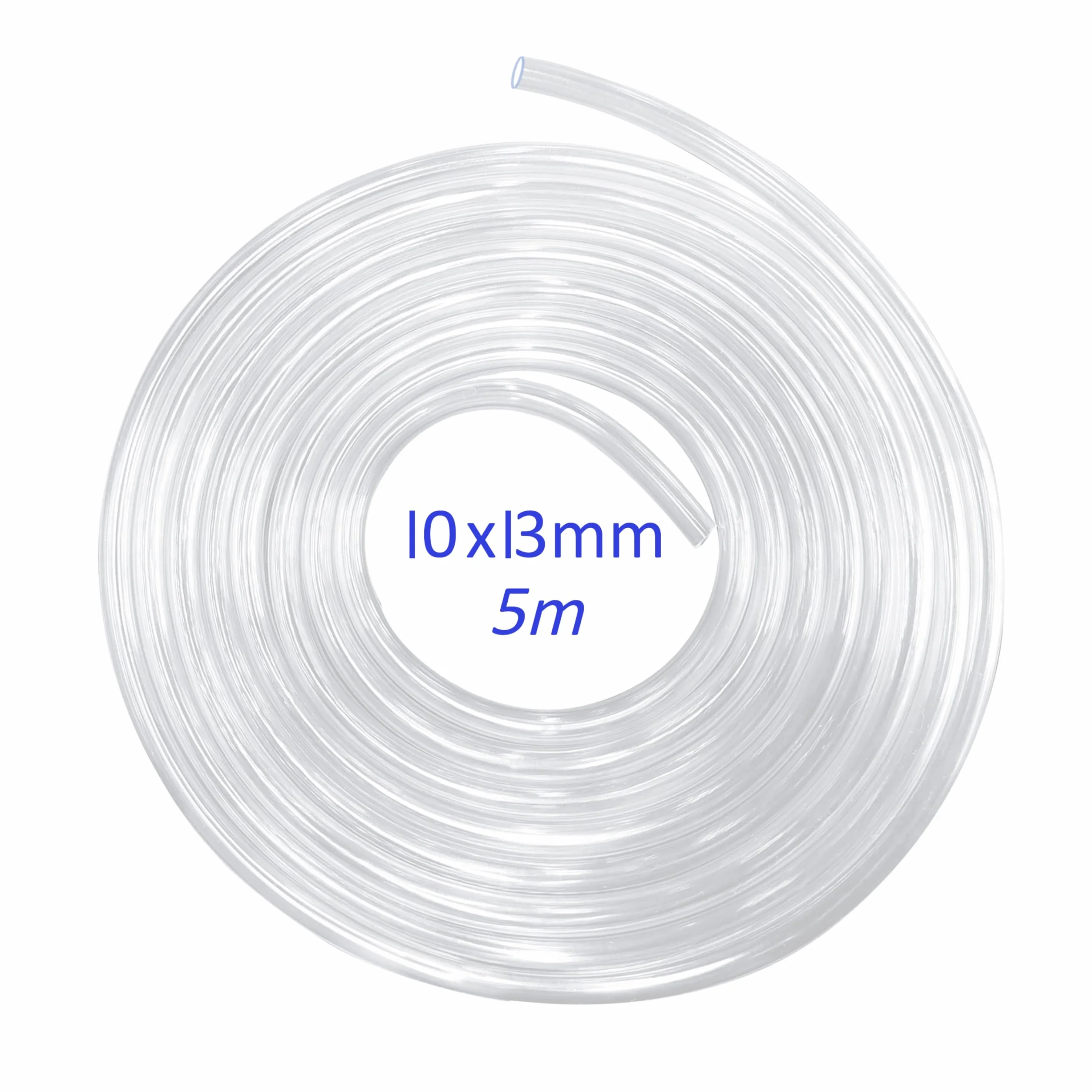 Przezroczysta rurka 10 mm ID x 13 mm OD, długość 5 m, grubość 1,5 mm, elastyczna plastikowa rurka do domowych napraw akwarium, wolna od BPA i nietoksyczna, z 4 zaciskami do węży