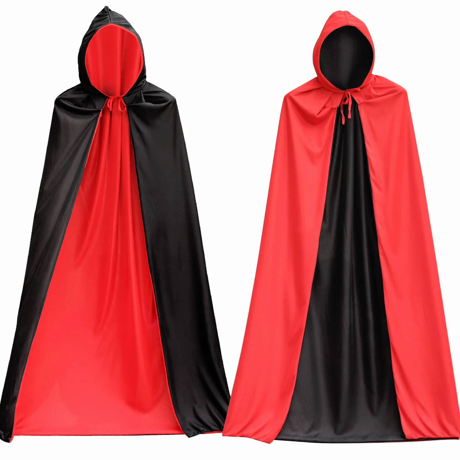 Peleryna Wampira dla Kobiet i Mężczyzn - Dwustronna Peleryna na Halloween dla Dorosłych - Kostium na Halloween, Kostium Wampira, Kostium Horror, Tematyczna Impreza Halloween (150 cm)