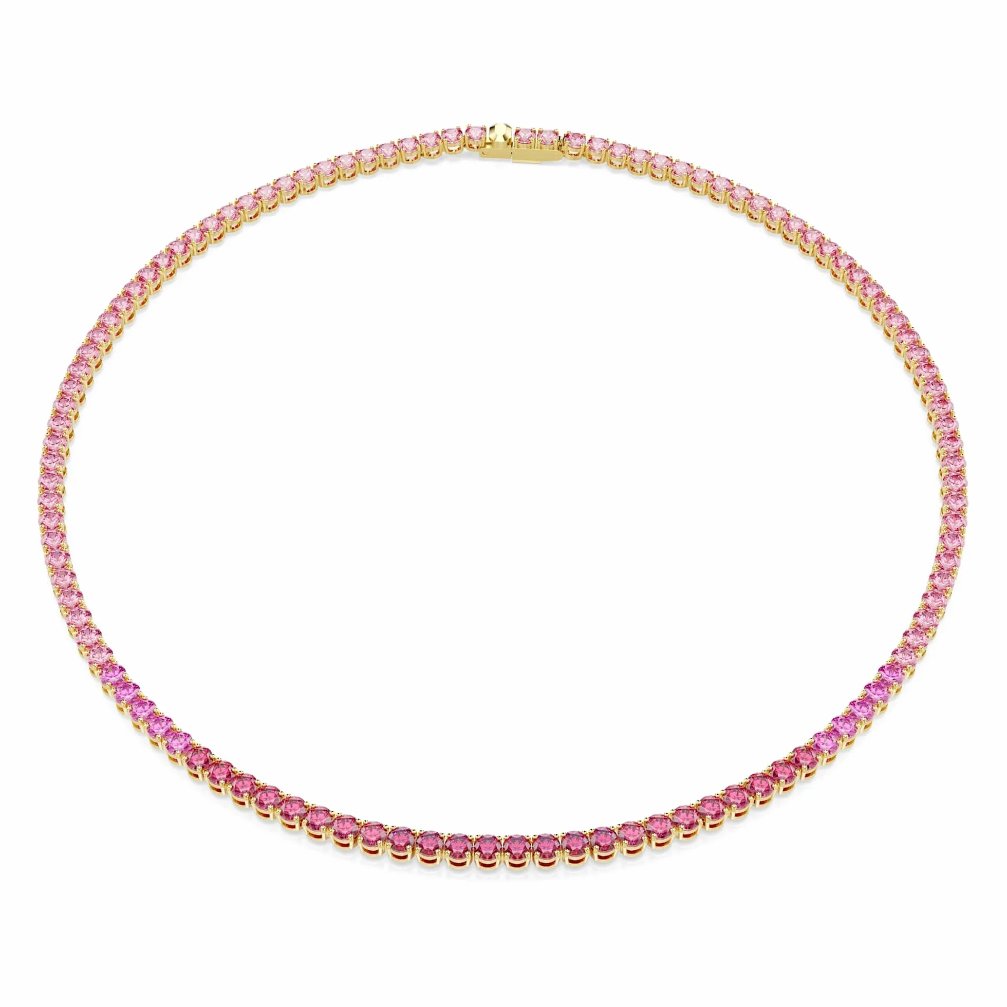 Swarovski Naszyjnik Tennis Matrix, Szlif okrągły, Różowy, Powłoka w odcieniu złota