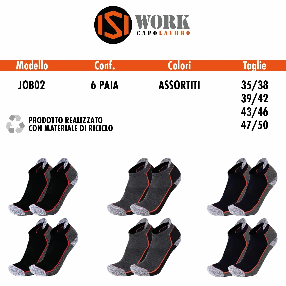 skarpety Uniseks Praca 01 (6 w zestawie)