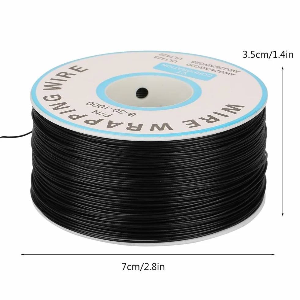 【𝐖𝐢𝐞𝐥𝐤𝐚𝐧𝐨𝐜】 1Roll Electric Cable, drut miedziany, 30AWG, średnica rdzenia: 0,25 mm, kolor czarny