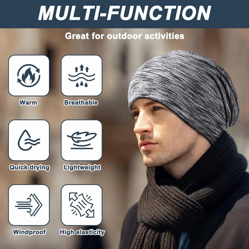 flintronic 2-pak czapka beanie, czapka z czaszką dla mężczyzn i kobiet, paski luźne czapki do domu, szkoły i biura oraz aktywności na świeżym powietrzu
