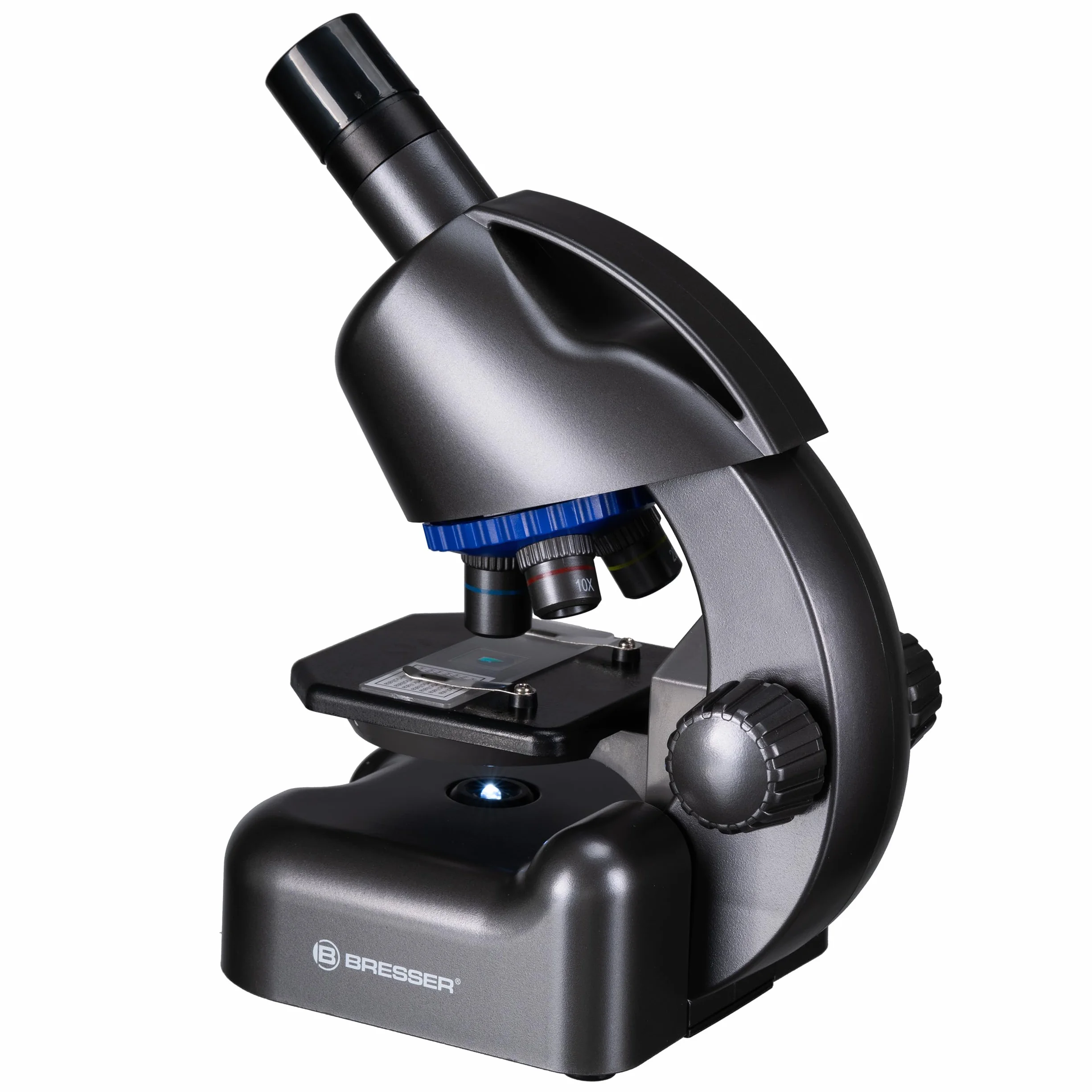 Bresser Mikroskop Junior CM-04 100x900x, mikroskop dziecięcy od 6 lat, oświetlenie LED, uchwyt na smartfon, zestaw eksperymentalny, zasilany bateriami