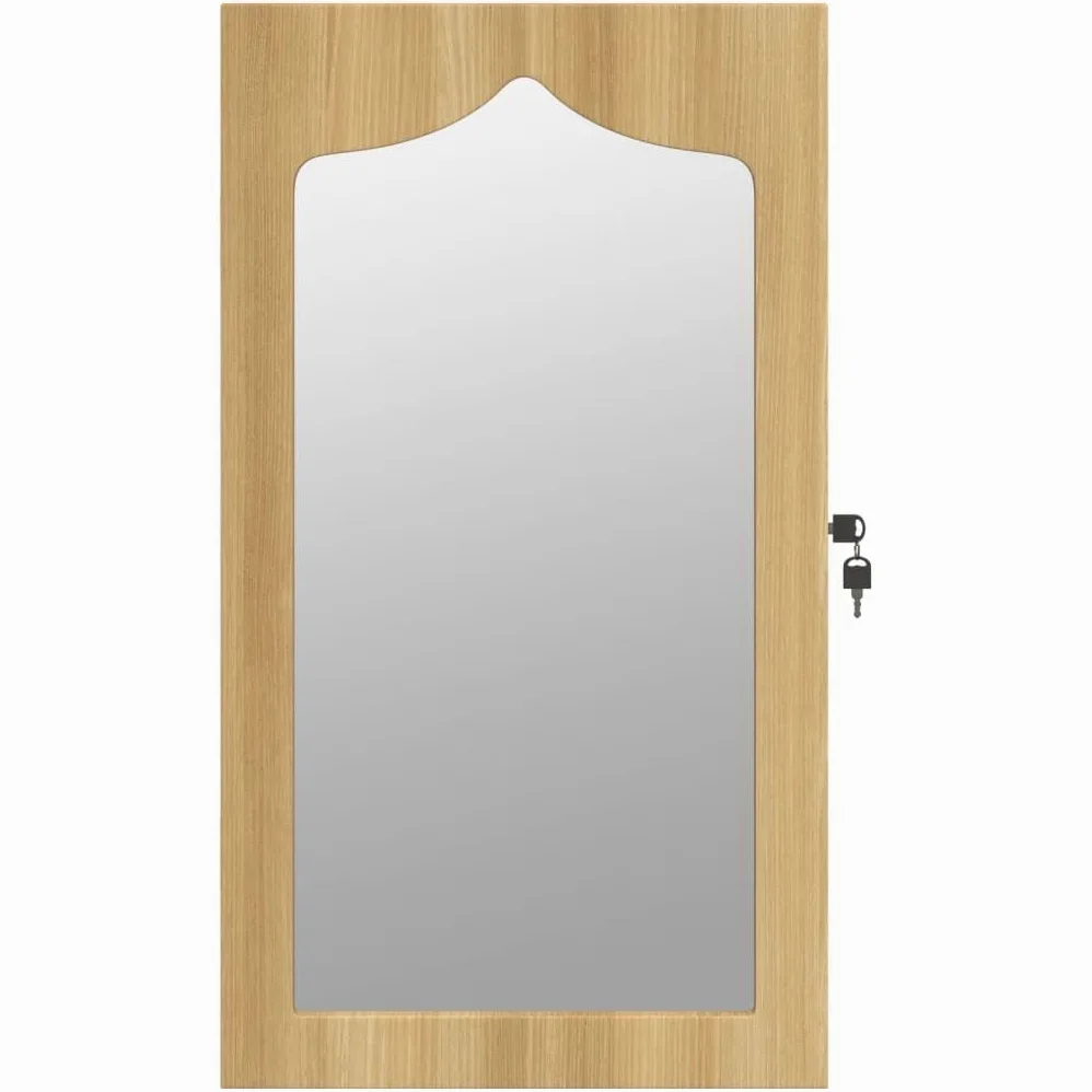 Szafka na biżuterię z lustrem montaż ścienny 37,5 x 10 x 67 cm, zamykana szafka z lustrem z 2 szufladami, hakami i półkami z materiału drewnopochodnego, w zestawie 2 klucze