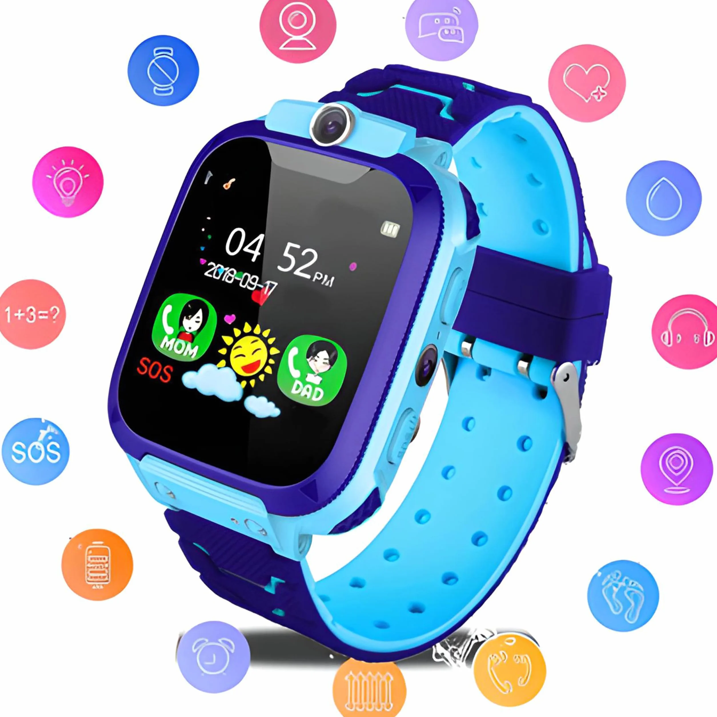 Retoo Smartwatch dla Dzieci GPS SOS Telefon Zegarek na Rękę Niebieski