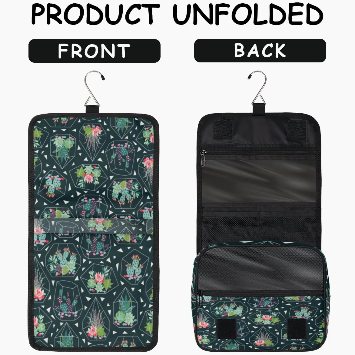 Kaktus Podróżna kosmetyczka Kaktus Kwiat Mycie Torba Unisex Wiszące przybory toaletowe Kosmetyczka Organizer do makijażu, wielobarwny, Jeden rozmiar