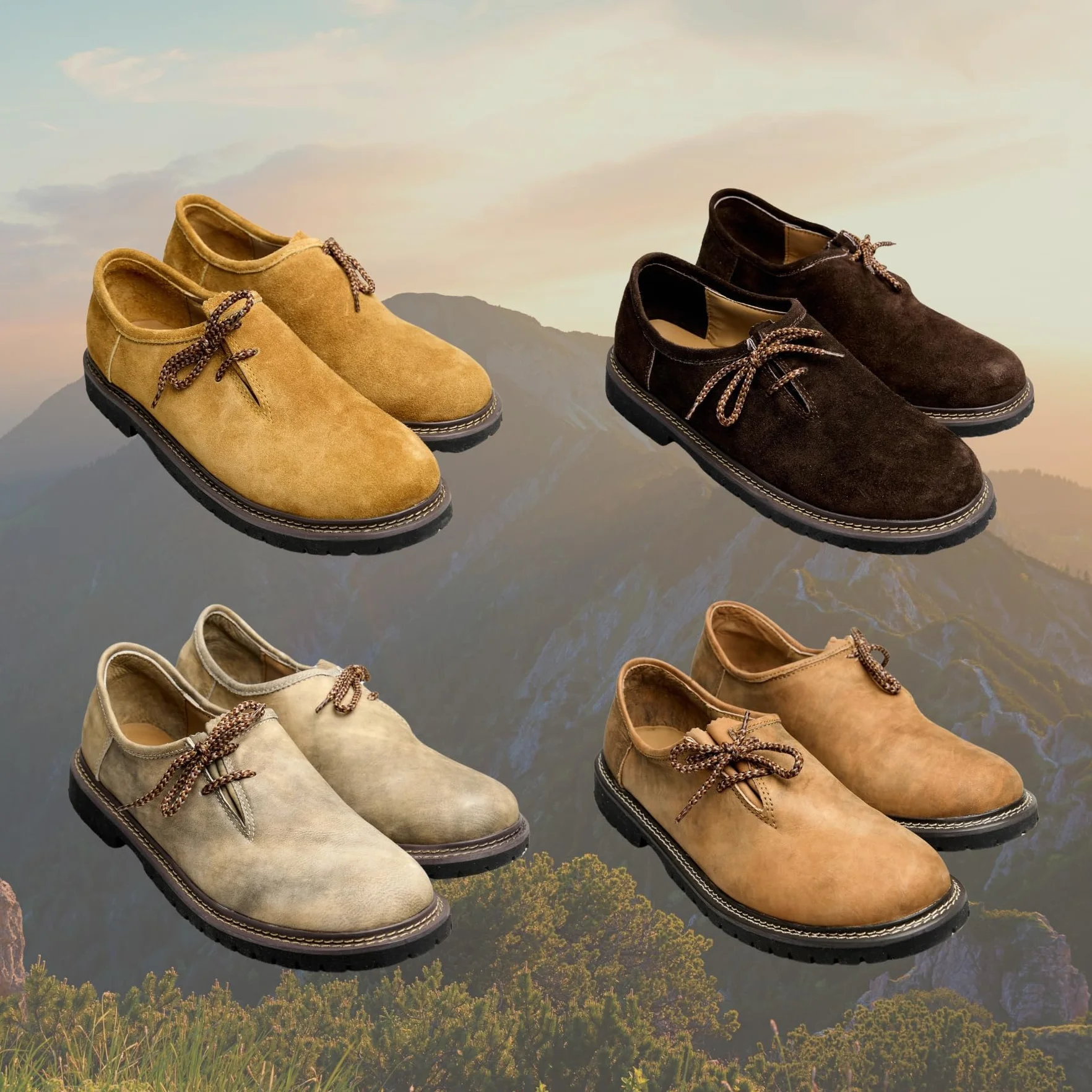 Steigenhöfer męskie buty owsiane, buty ludowe z prawdziwej skóry, na Oktoberfest, uroczystości i wydarzenia