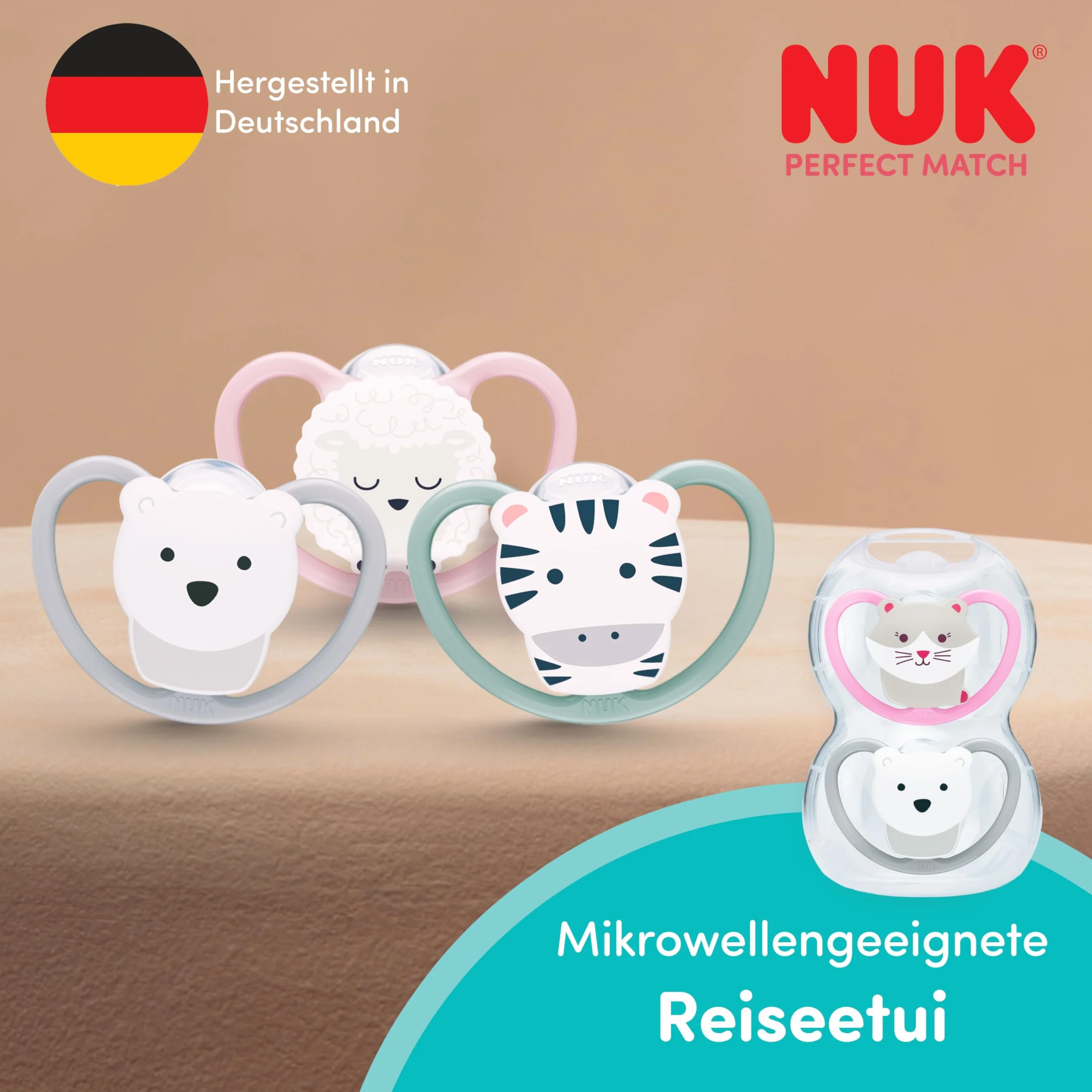 NUK Perfect Match Air Smoczki | 6-18 miesięcy | Ortodontyczne smoczki wspomagające przepływ powietrza i zapobiegające odparzeniom | 95% akceptacji przez niemowlęta** | Lew i Zebra | 2 sztuki
