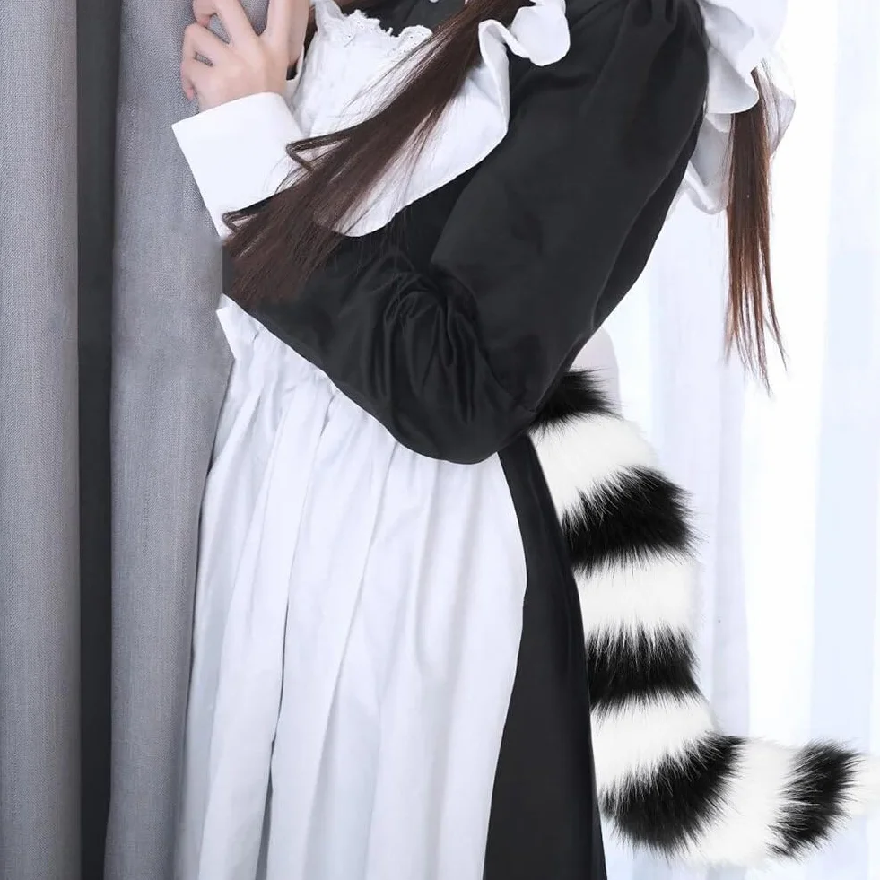 BYNYXI Halloween, sztuczne futro, lisi ogon, 60 cm długości, lisi ogon, Cosplay, pluszowy lis, kostium na Halloween, kostium wilczy ogon, dla dorosłych, cosplay, do odgrywania ról