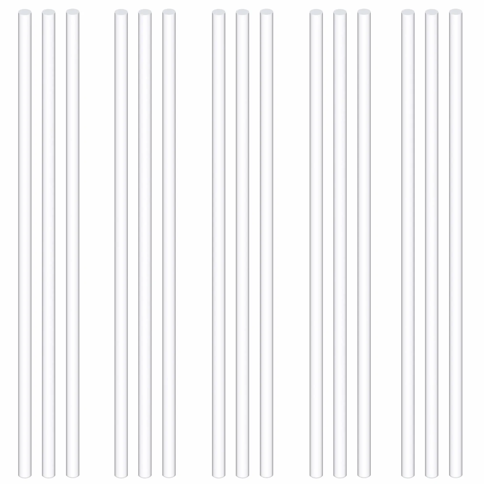 Swpeet 15 szt. Diamete 5 mm długość 300 mm biały akrylowy zestaw prętów kołkowych, przezroczysty akrylowy okrągły solidny pręt, DIY, materiał modelarski, akrylowy okrągły pręt do modelarstwa, DIY, rękodzieła