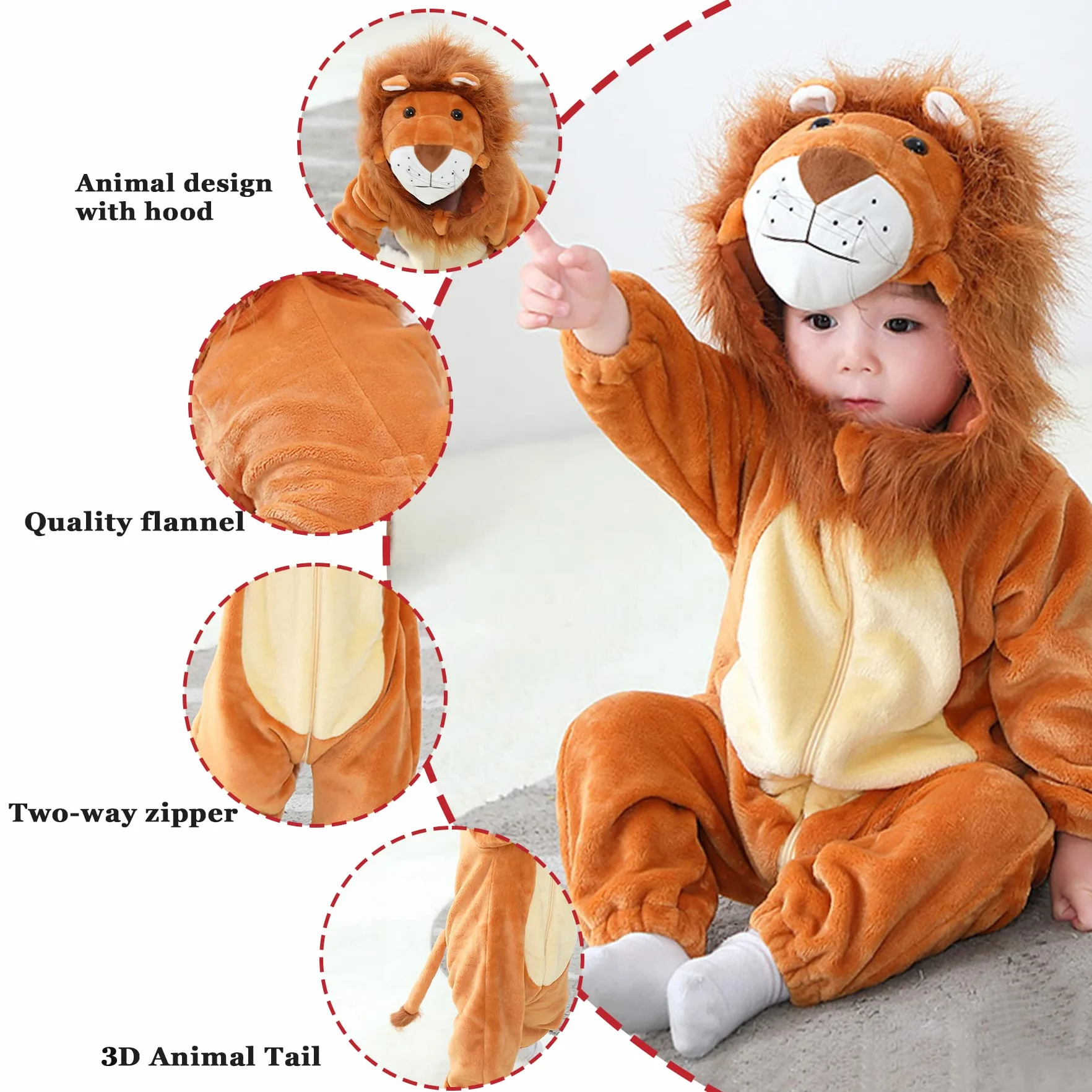 Unisex Baby Spring Autumn Animal Romper Flanelowa Jednoczęściowa Piżama