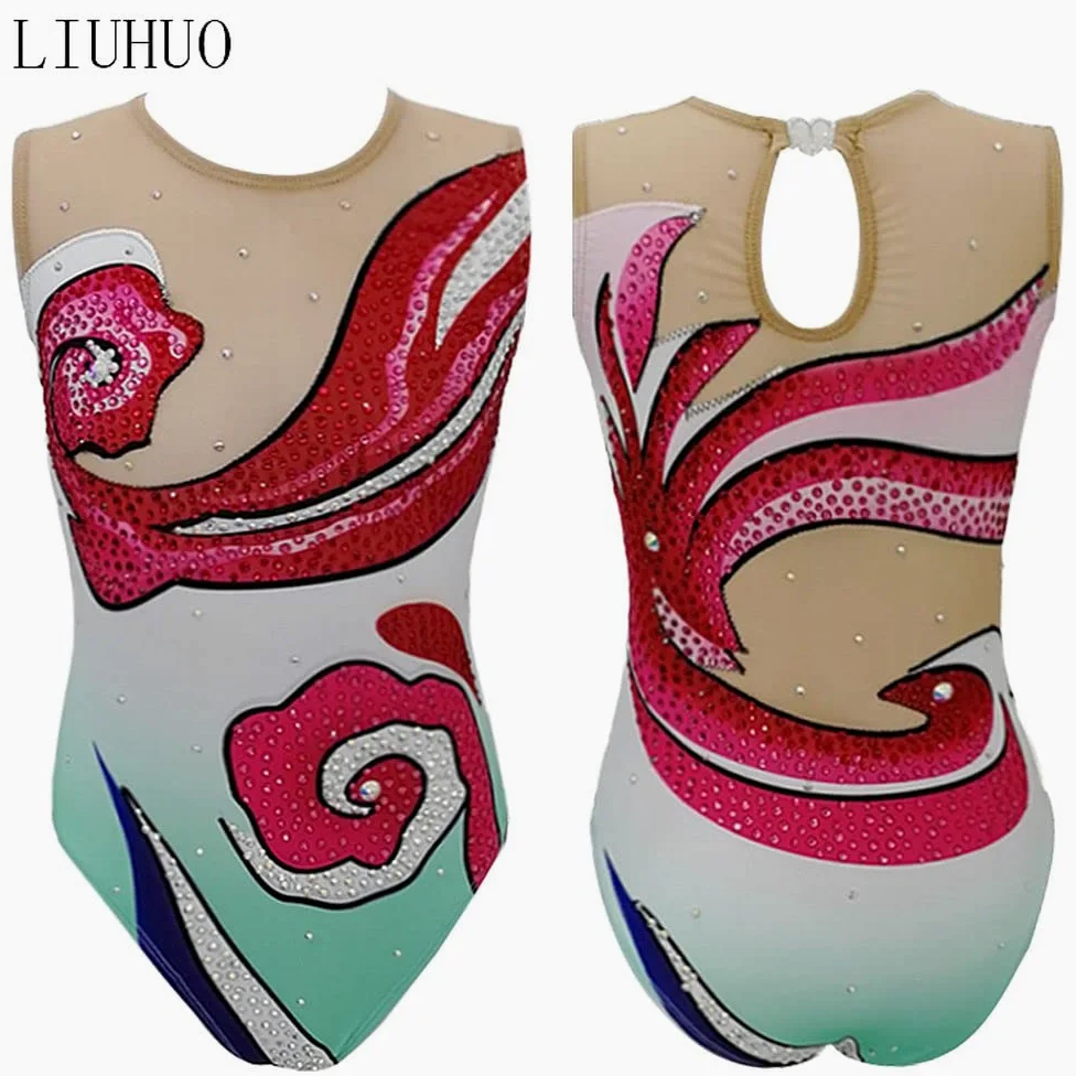 LIUHUO Handmade: zsynchronizowane stroje kąpielowe, damskie i dziewczęce, treningowe, bez rękawów, trykoty
