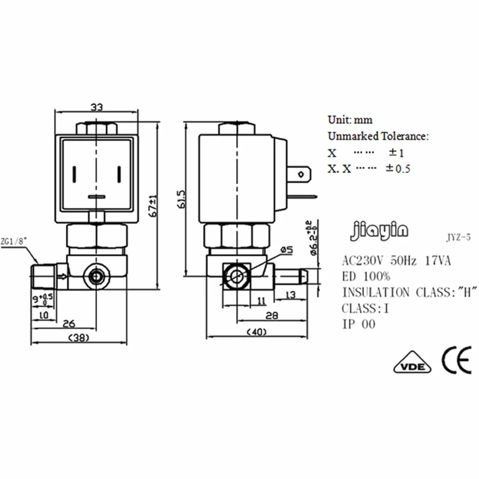 通用 JYZ-5 2/2-drożny AC 230 V 50 Hz żelazny zawór wodny do generatora pary GC9660/GC9630/GC9620 żelazo, normalnie zamknięty