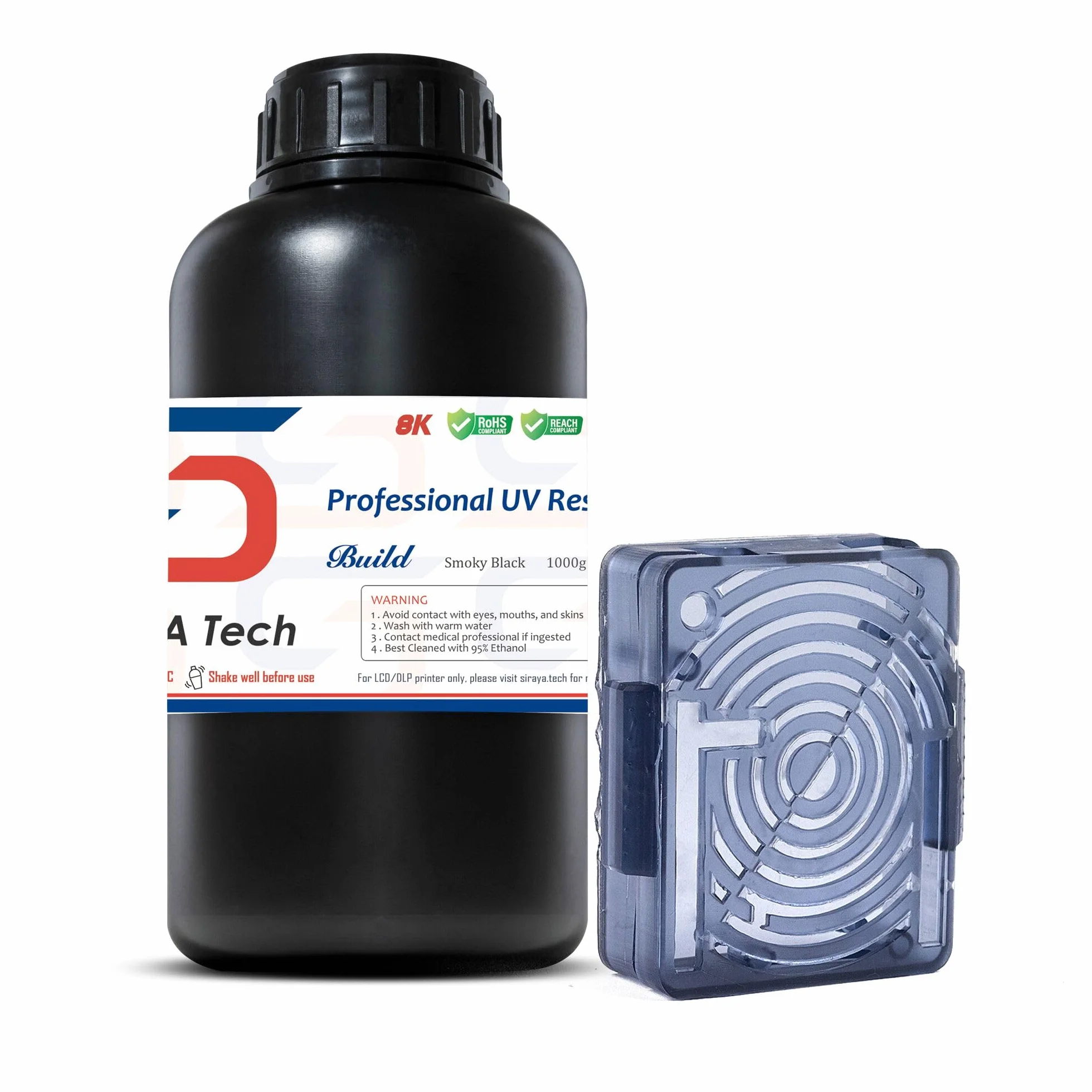 Siraya Tech Build Drukarka 3D Zywica Wysokiej Rozdzielczosci Nielamliwa Nadajaca Sie do Nabijania Zywica Inzynierska Standardowa Fotopolimerowa Rapid do LCD DLP (Dymna Czern, 1kg)