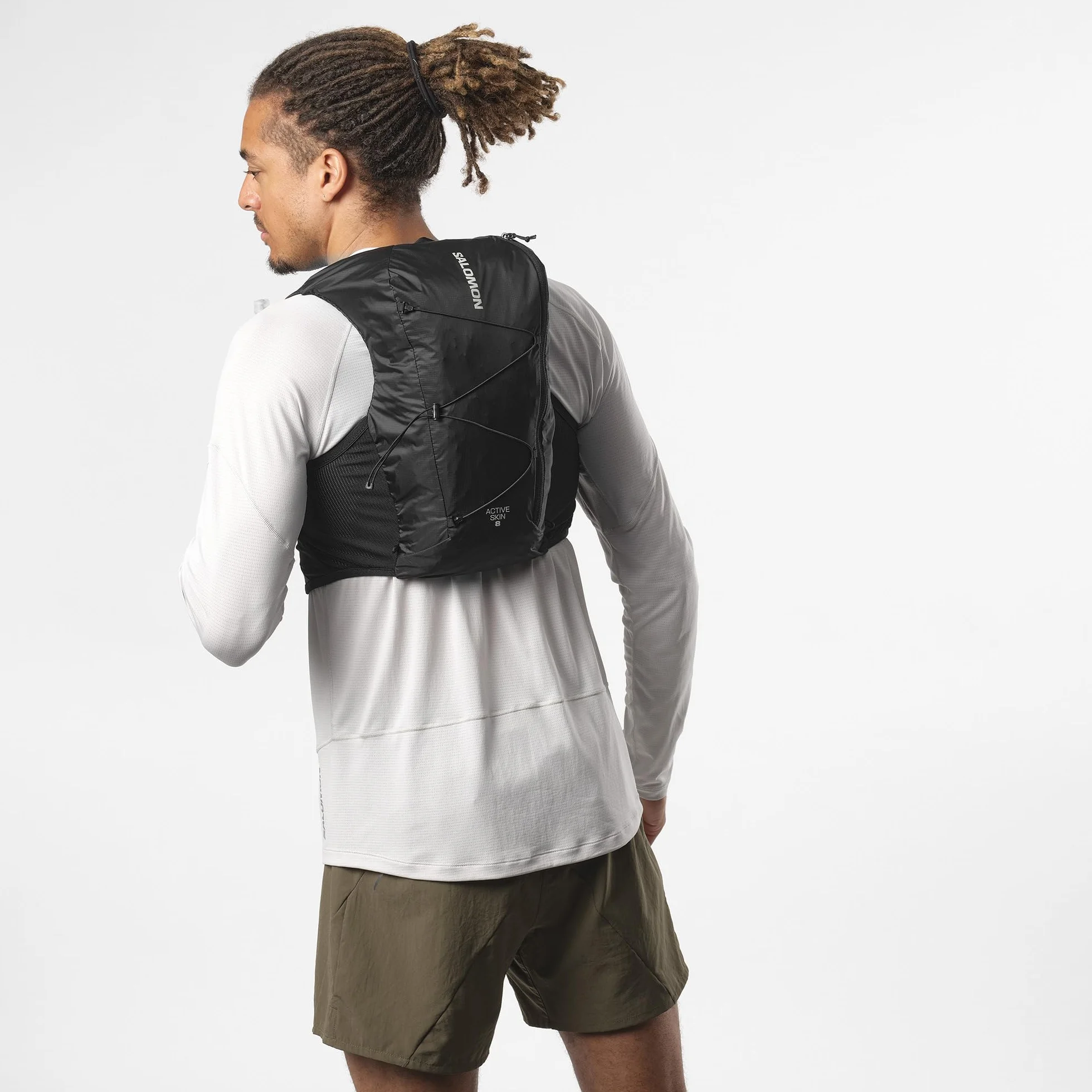 Salomon Active Skin 8 kompatybilna z piersiówkami unisex kamizelka nawadniająca do biegania szlak turystyczny, precyzyjne dopasowanie, precyzyjne dopasowanie 8 l i zoptymalizowane przechowywanie,
