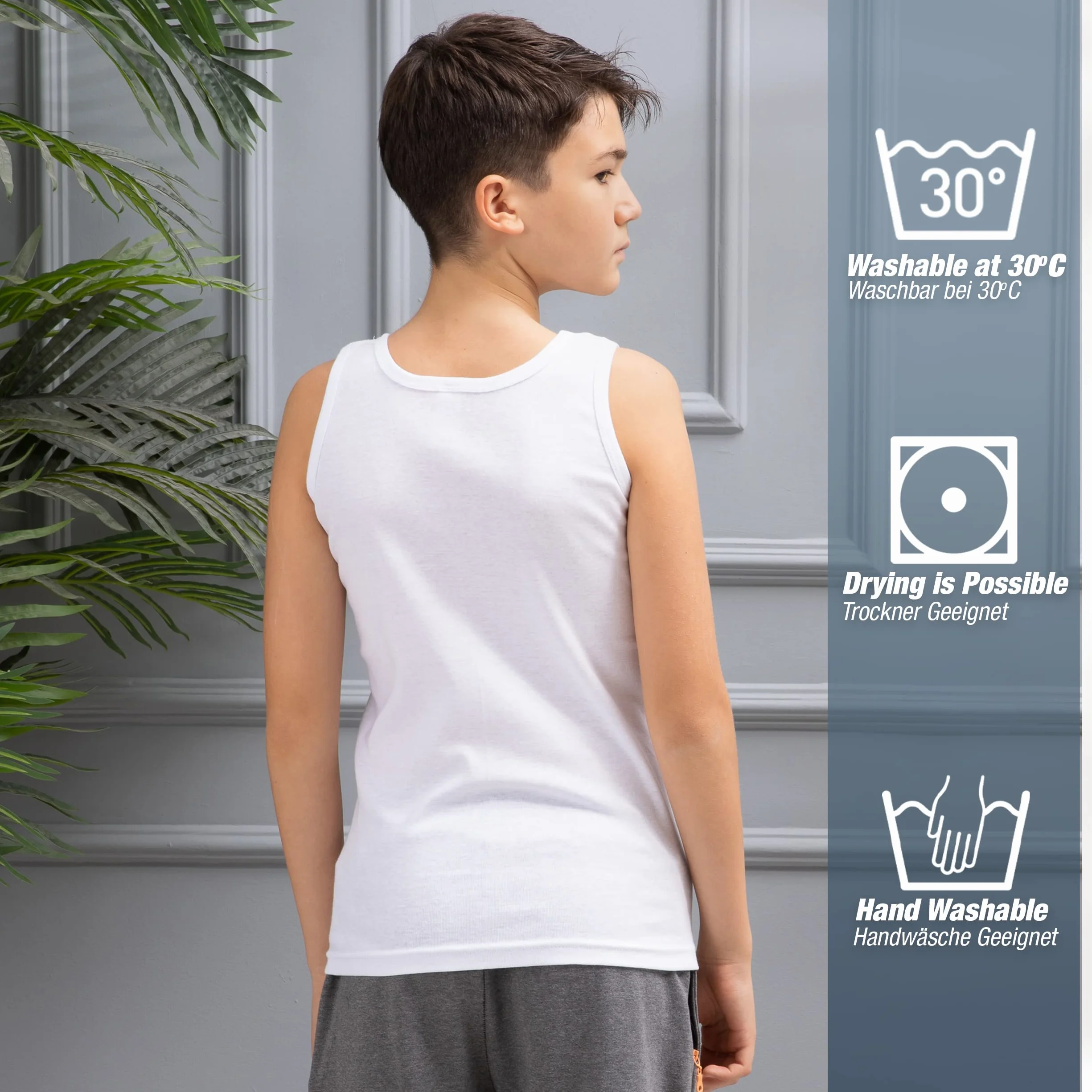 LOREZA ® 6 sztuk podkoszulek chłopięcych, 100% bawełna, tank top