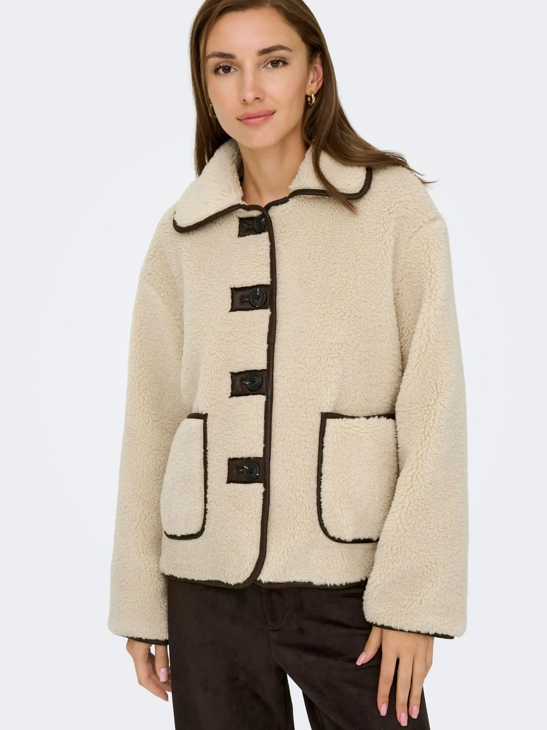 JdY Damska kurtka Jdynoella Life Teddy Jacket OTW Noos, Cement, x_s, Cement, S