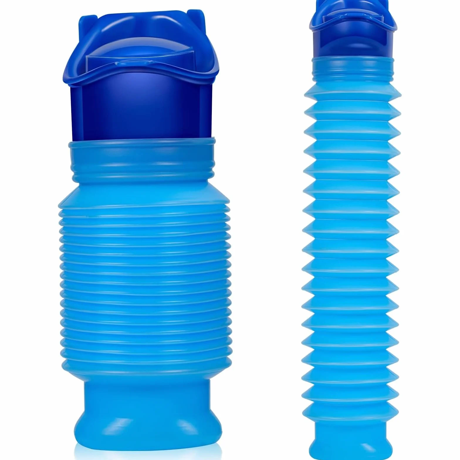 Butelka na mocz, 2 sztuki, 750 ml, awaryjny pisuar, kurczliwy, przenośna, na kemping, do samochodu, w kolejce, dla mężczyzn i kobiet