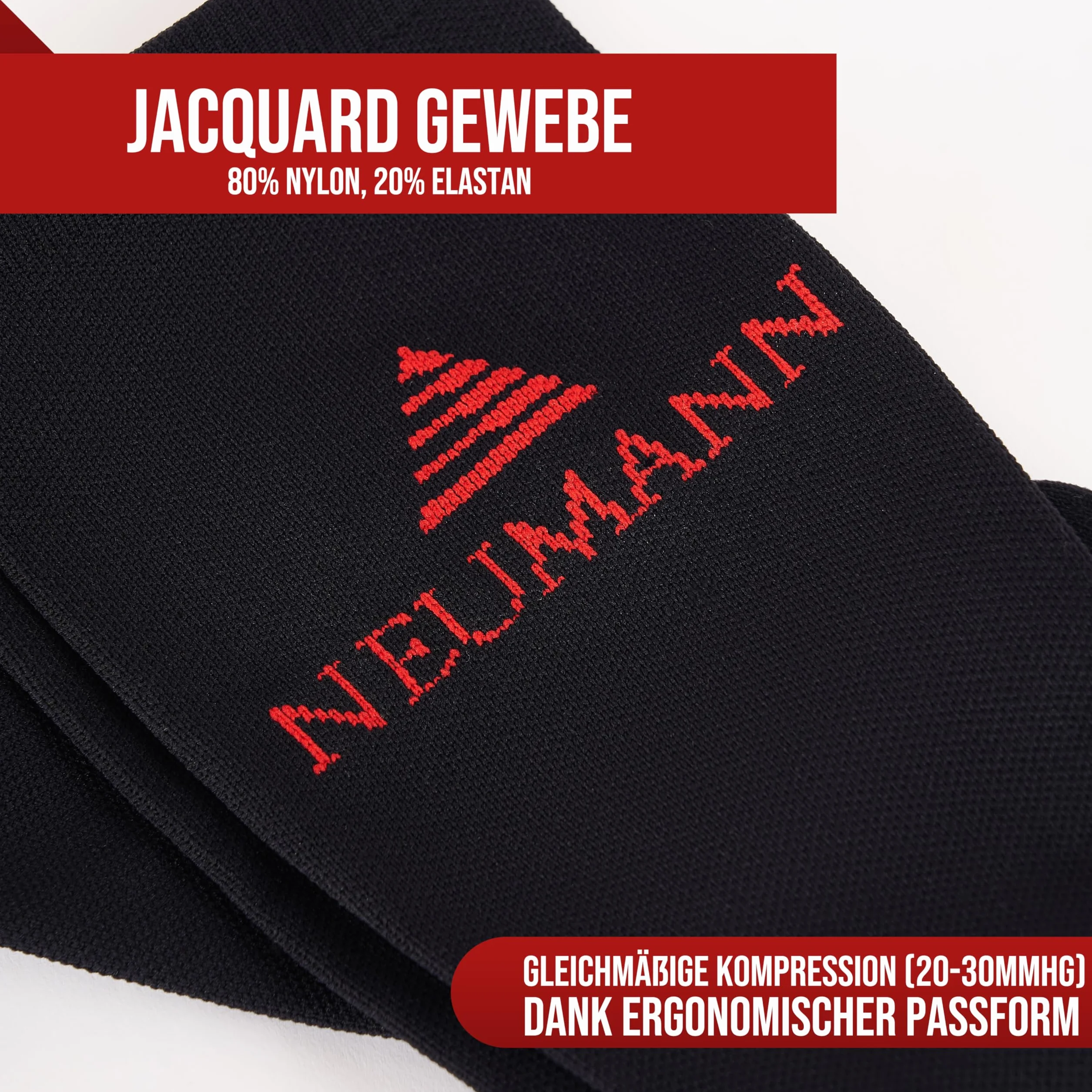 NEUMANN Pończochy uciskowe Premium żakardowe – dla kompresji i stabilności podczas biegania, uprawiania sportu, pracy i wielu innych – większa wydajność i szybszy odpoczynek (rozm. 43-46, 20-30mmHg)