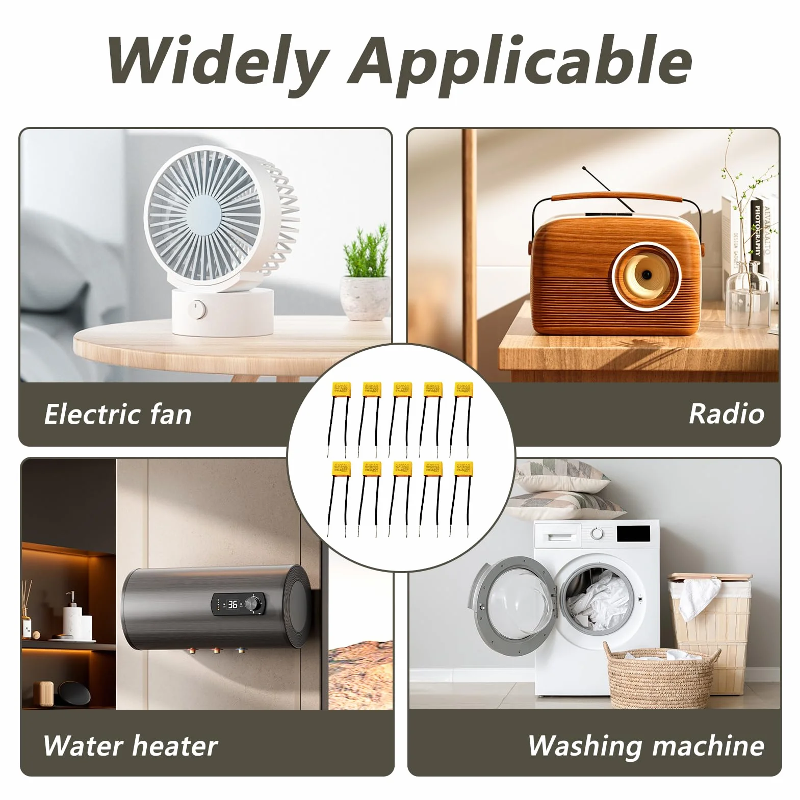 10 sztuk x 2 0,33uF 275 V AC, kondensator do żarówek LED, tłumiący, samoregenerujący się kondensator z folii metalowej, ochrona przed zakłóceniami w trybie różnicowym