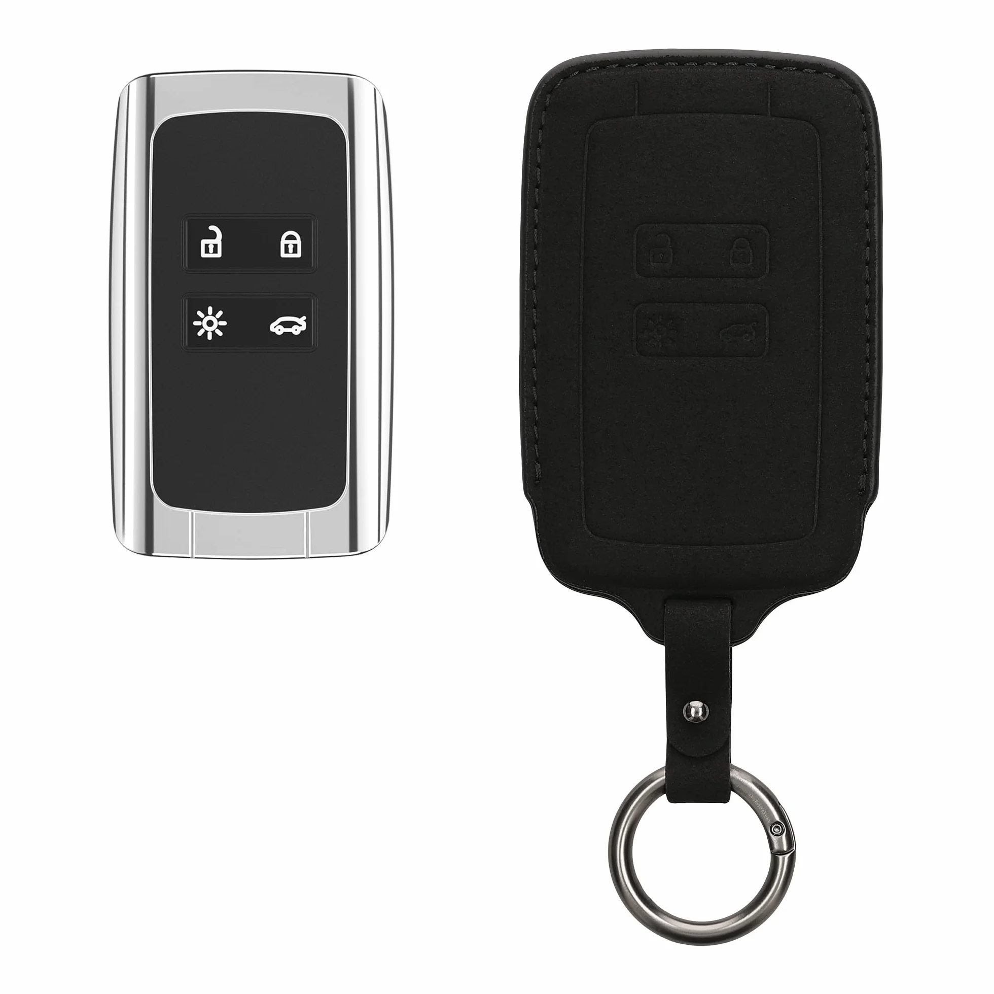 kwmobile Etui na kluczyki samochodowe kompatybilne z Renault z 4-przyciskowym kluczem samochodowym (tylko Keyless Go), matowe etui na kluczyki samochodowe ze skóry PU z brelokiem, pokrowiec na brelok