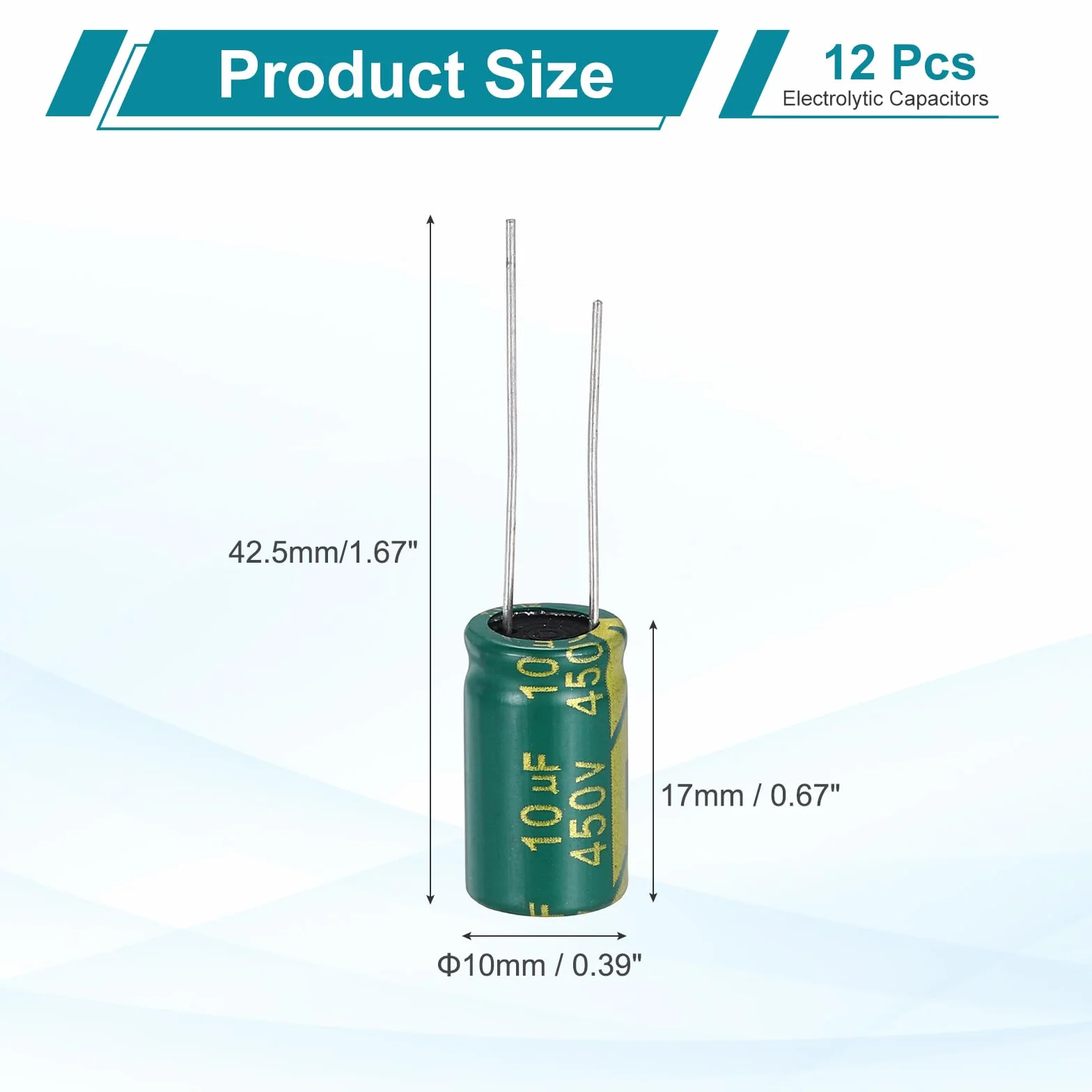 QUARKZMAN 12 sztuk kondensatorów elektrolitycznych o wysokiej częstotliwości 10UF 450V z aluminiowymi przewodami promieniowymi 10 x 17 mm wysoki prąd falowany niska impedancja