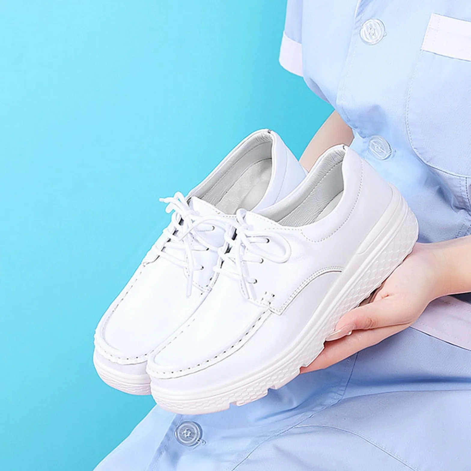 Damskie Buty Do Karmienia Piersią, Damskie, Antypoślizgowe, Sznurowane, Wygodne Skórzane Buty Robocze Do Karmienia, Odporne Na Poślizg, Sznurowane Buty Do Pracy W Restauracji
