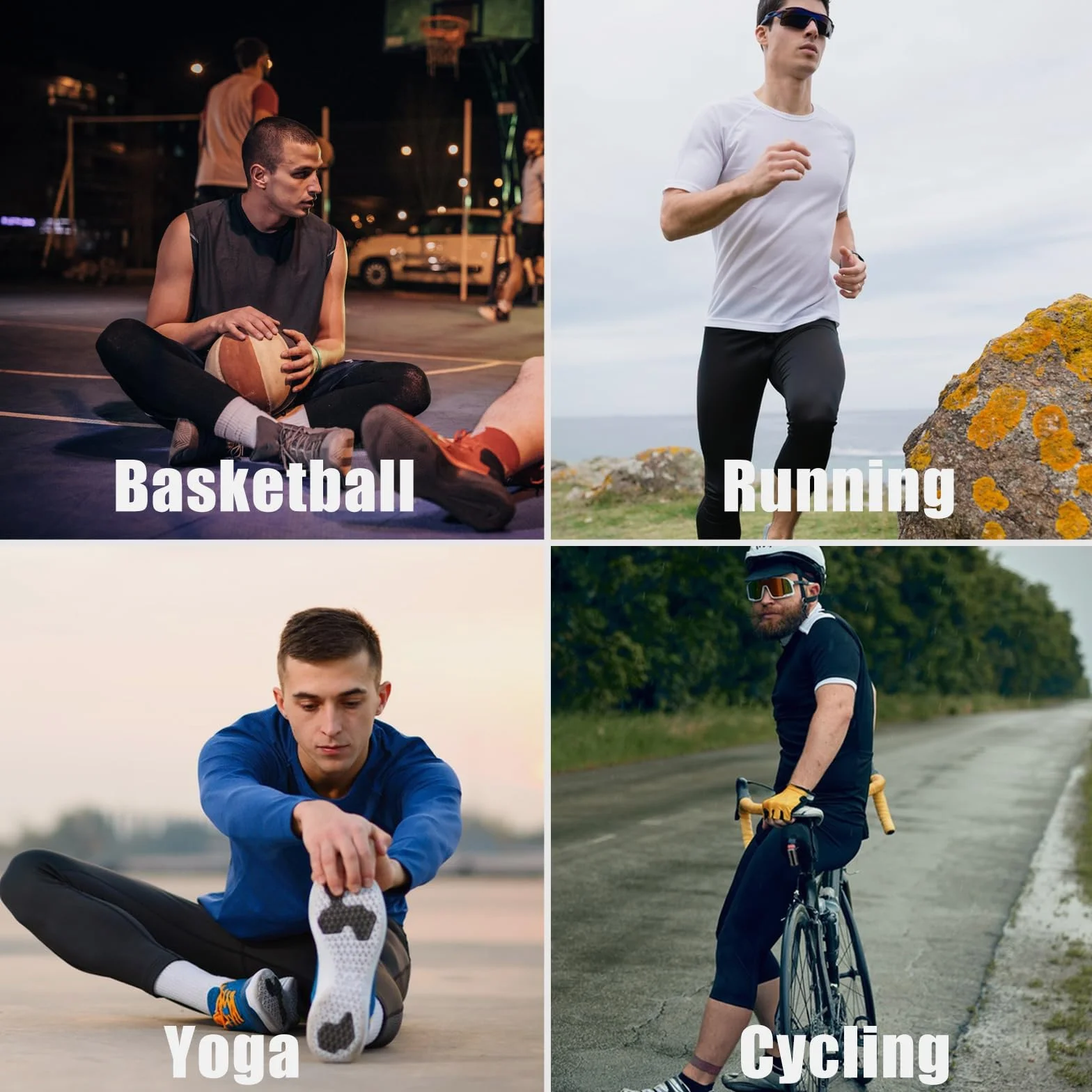 HYCOPROT Spodnie Kompresyjne 3/4 z Kieszeniami Bieganie Trening Sportowy