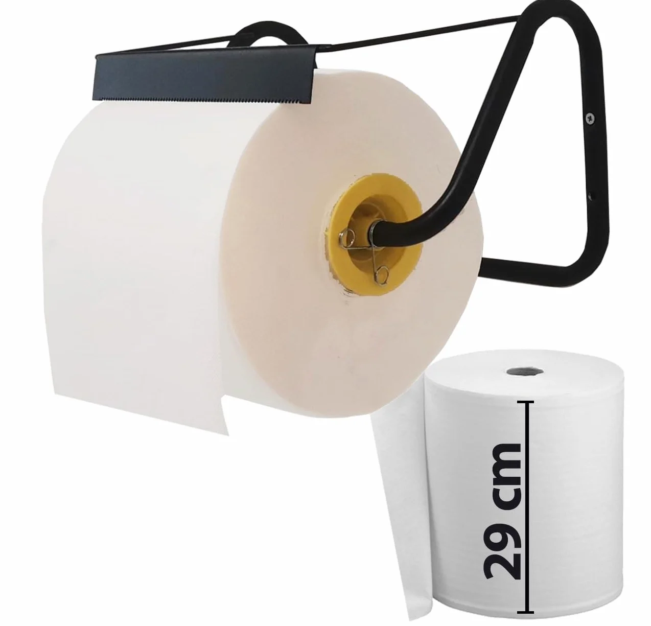 Tecnokit dozownik na rolki papieru ściennego, do cewek papieru przemysłowego suszarki, akcesoria montażowe w zestawie 40x30x23 cm (czarny)