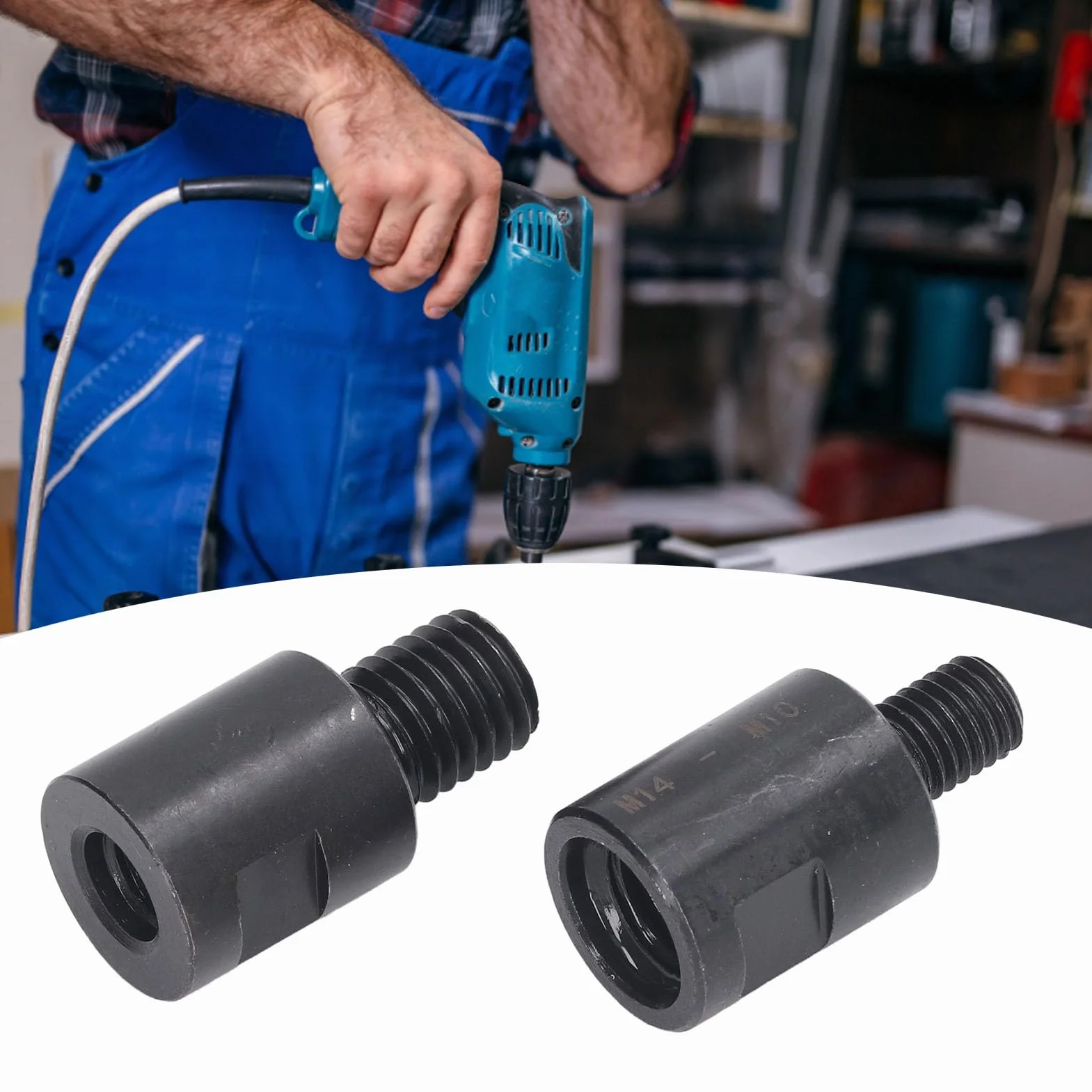 Adapter do gwintownika M10 na M14, 2 sztuki prętów przedłużających do otworów, szlifierki kątowej z konwerterem, do precyzyjnego wiercenia w wąskich warunkach