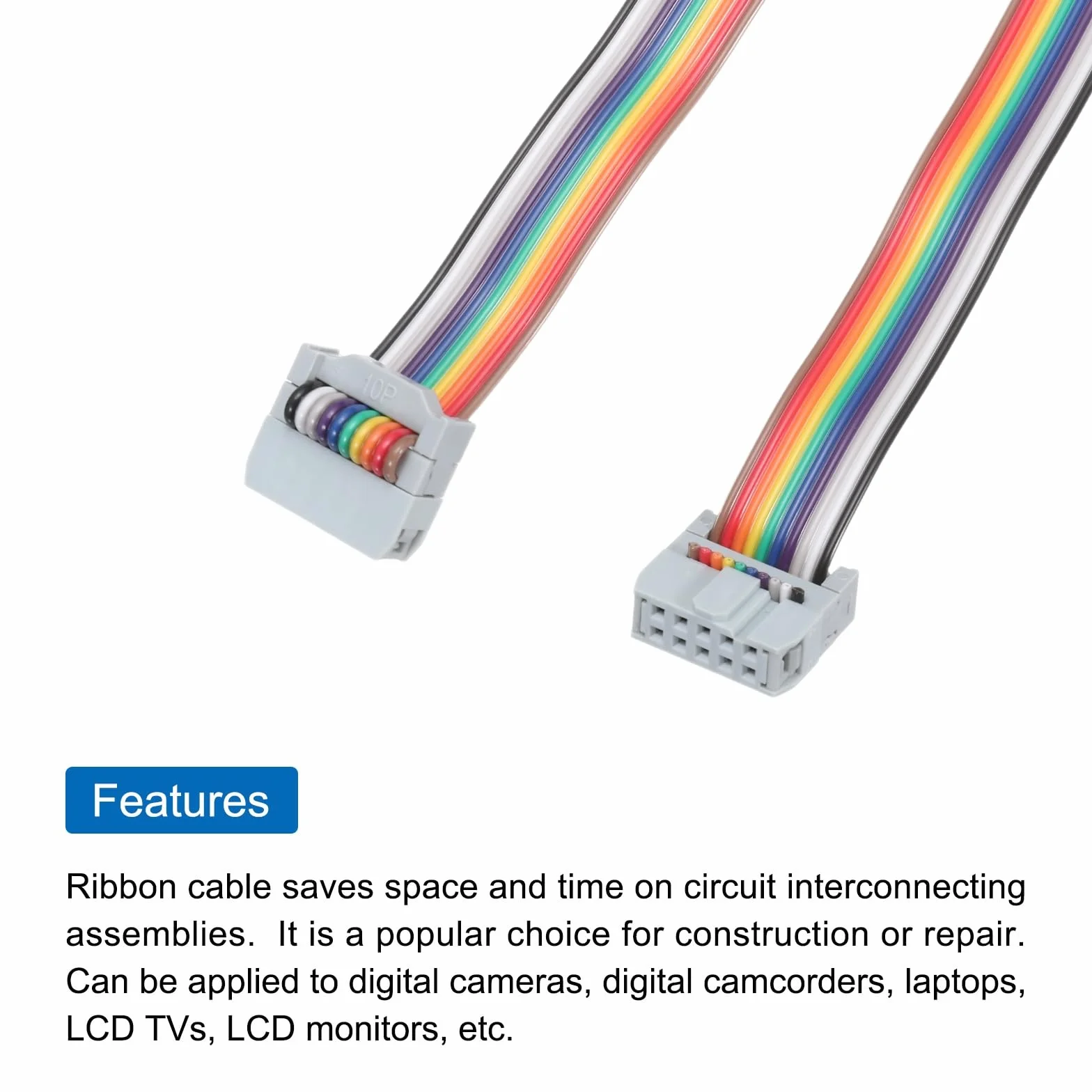 QUARKZMAN IDC tęczowy kabel płaski 2,54 mm Pitch 10 Pin kabel przyłączeniowy FC podwójna żeńska szara wtyczka do eksperymentu DIY 1 m długość 1 sztuka
