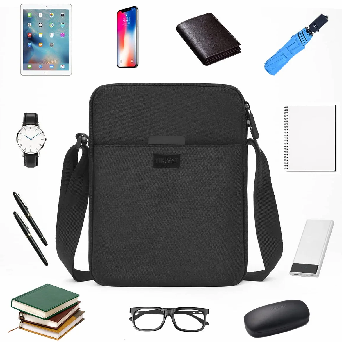flintronic Męska torba na ramię, wodoodporna torba kurierska z regulowanym paskiem, lekka torba robocza z wieloma kieszeniami, torba crossbody, do pracy, na zakupy, do szkoły, podróży, codziennego