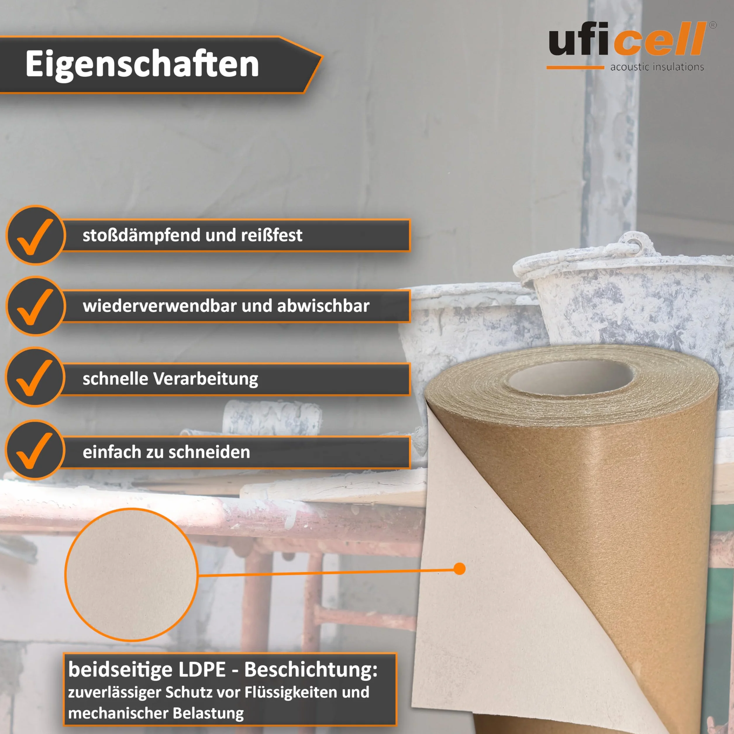 uficell® Papier do kartonów mlecznych Basic Gramatura: około 220 g/m² | Format: około 1,30 m x 58 lfm/Rola Rozmiar rolki: około 75 m² (220 g/m²)